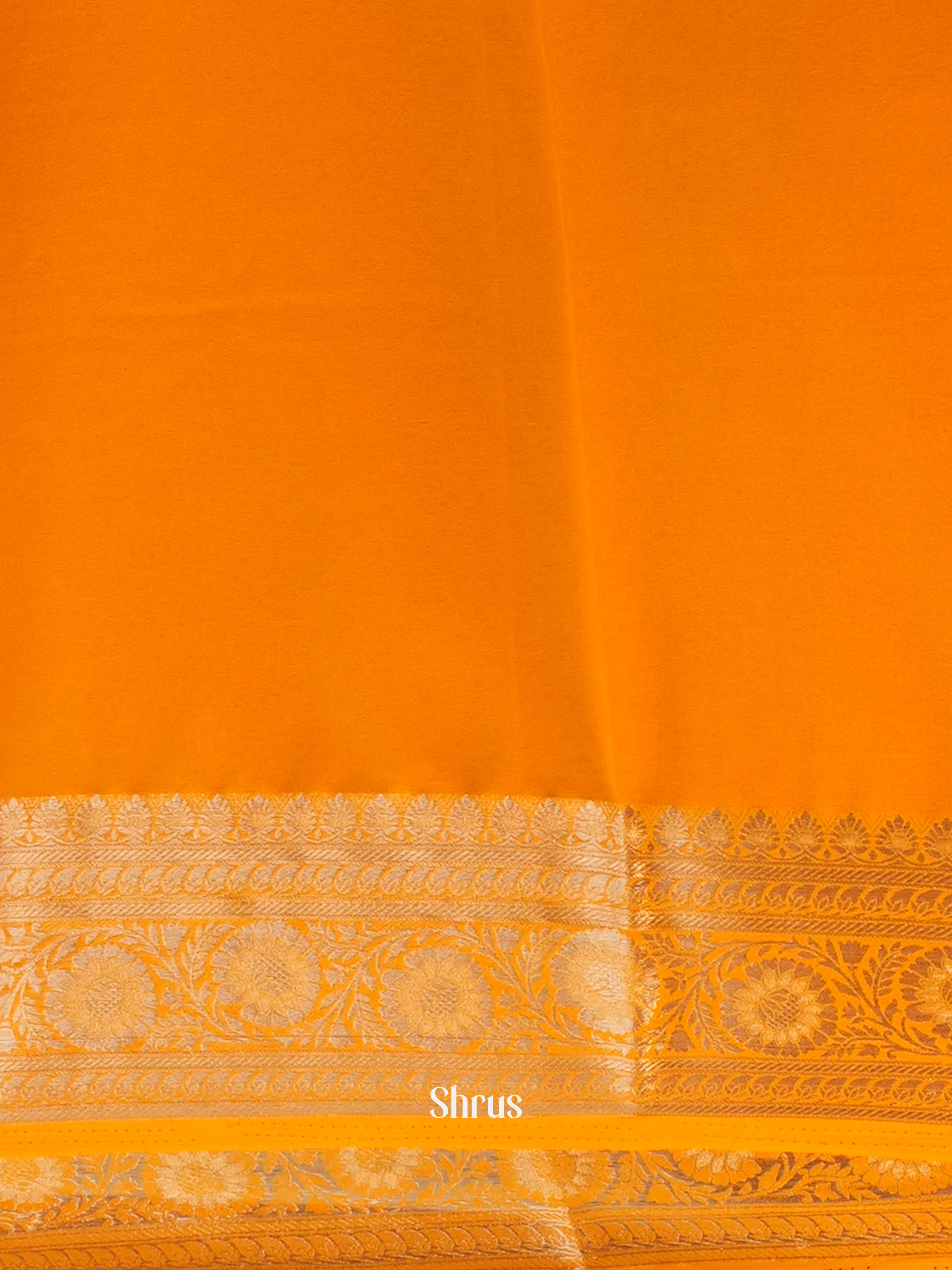 Orange - Semi Georgette Saree