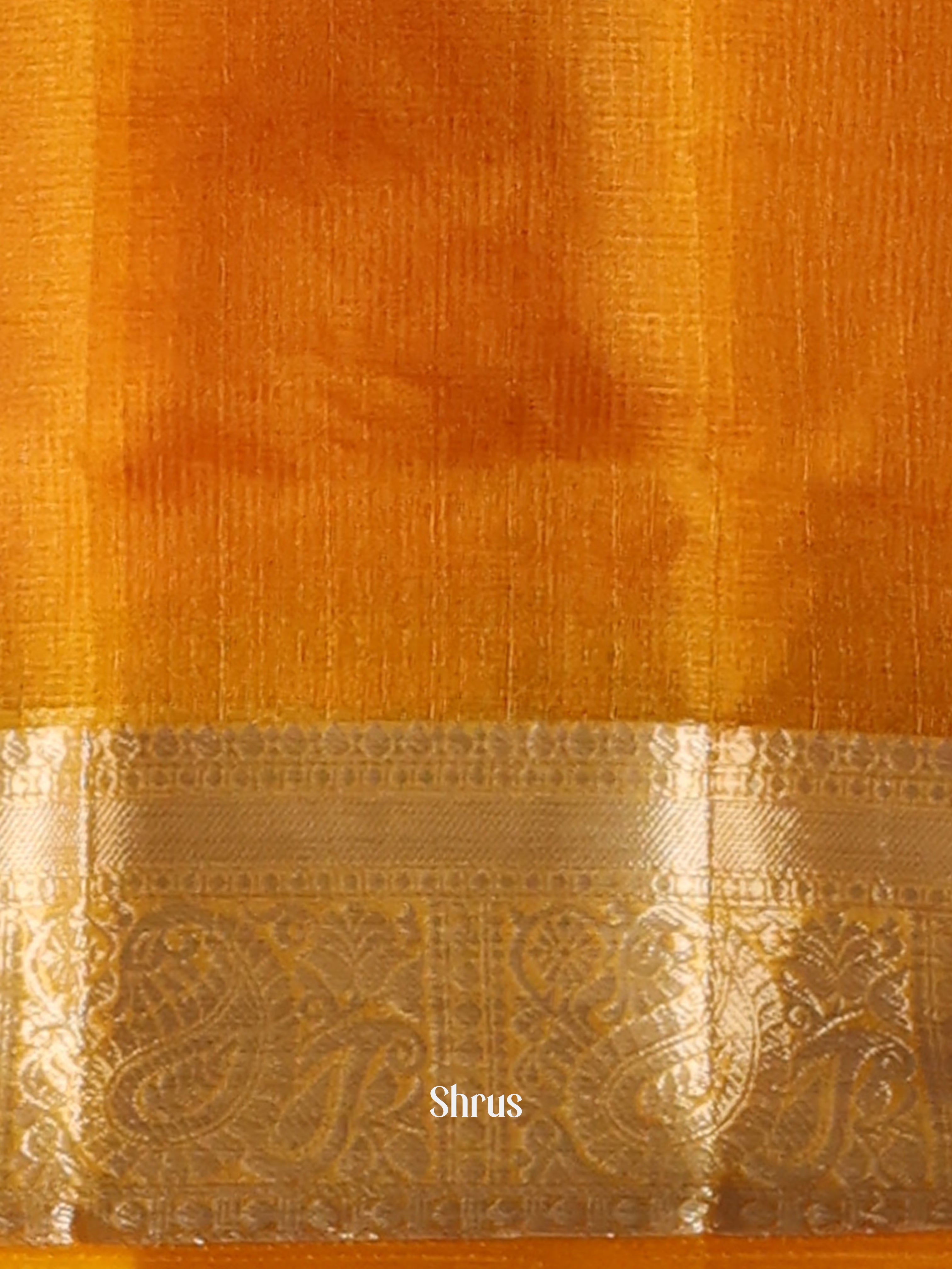 Red & Mustard - Semi Organza Saree