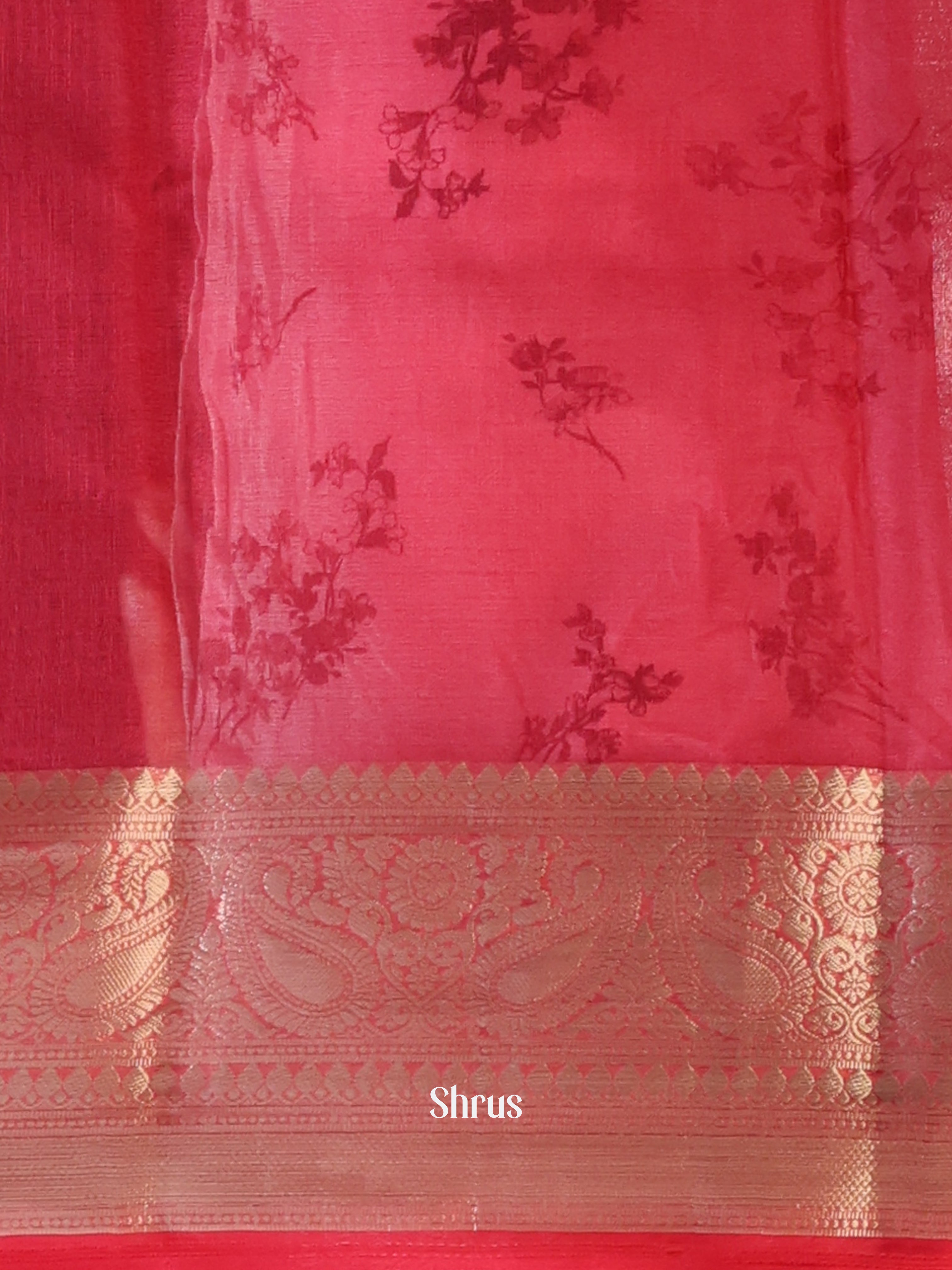 Red  - Semi Organza Saree