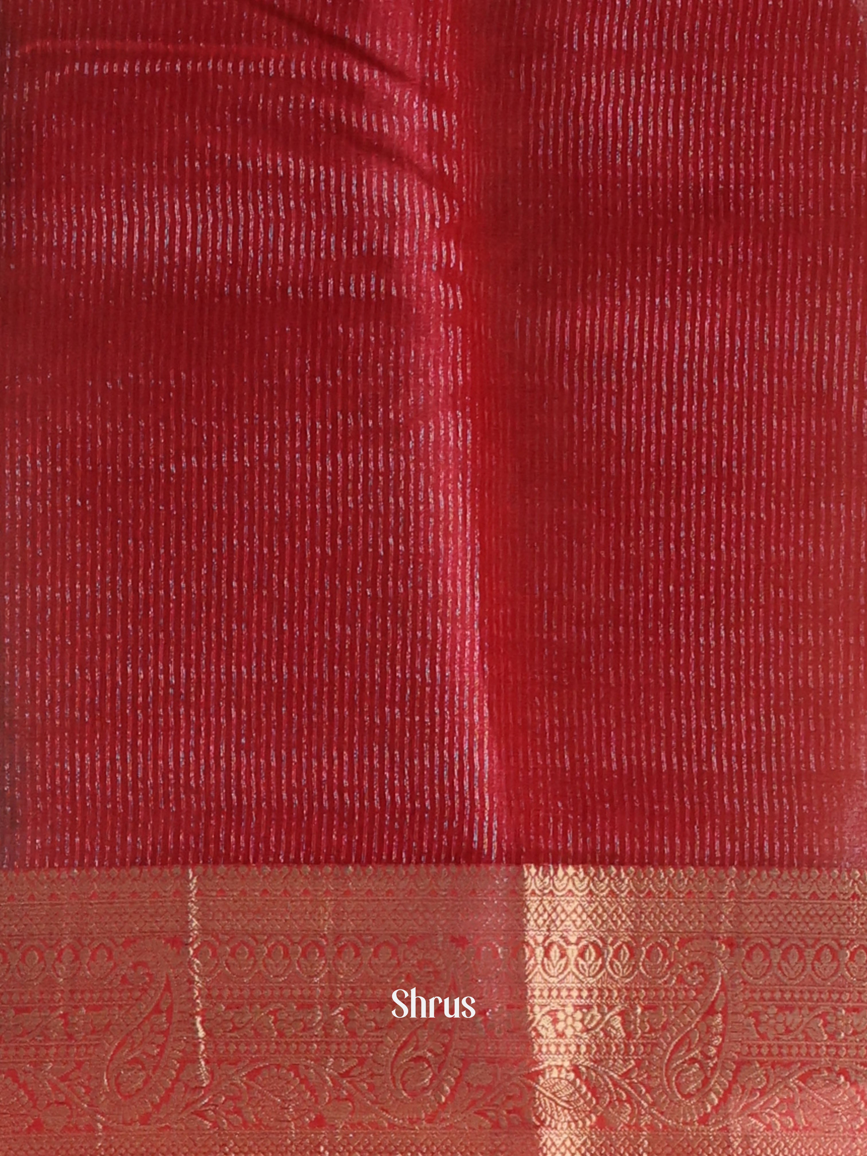 Green & Red - Semi Organza Saree