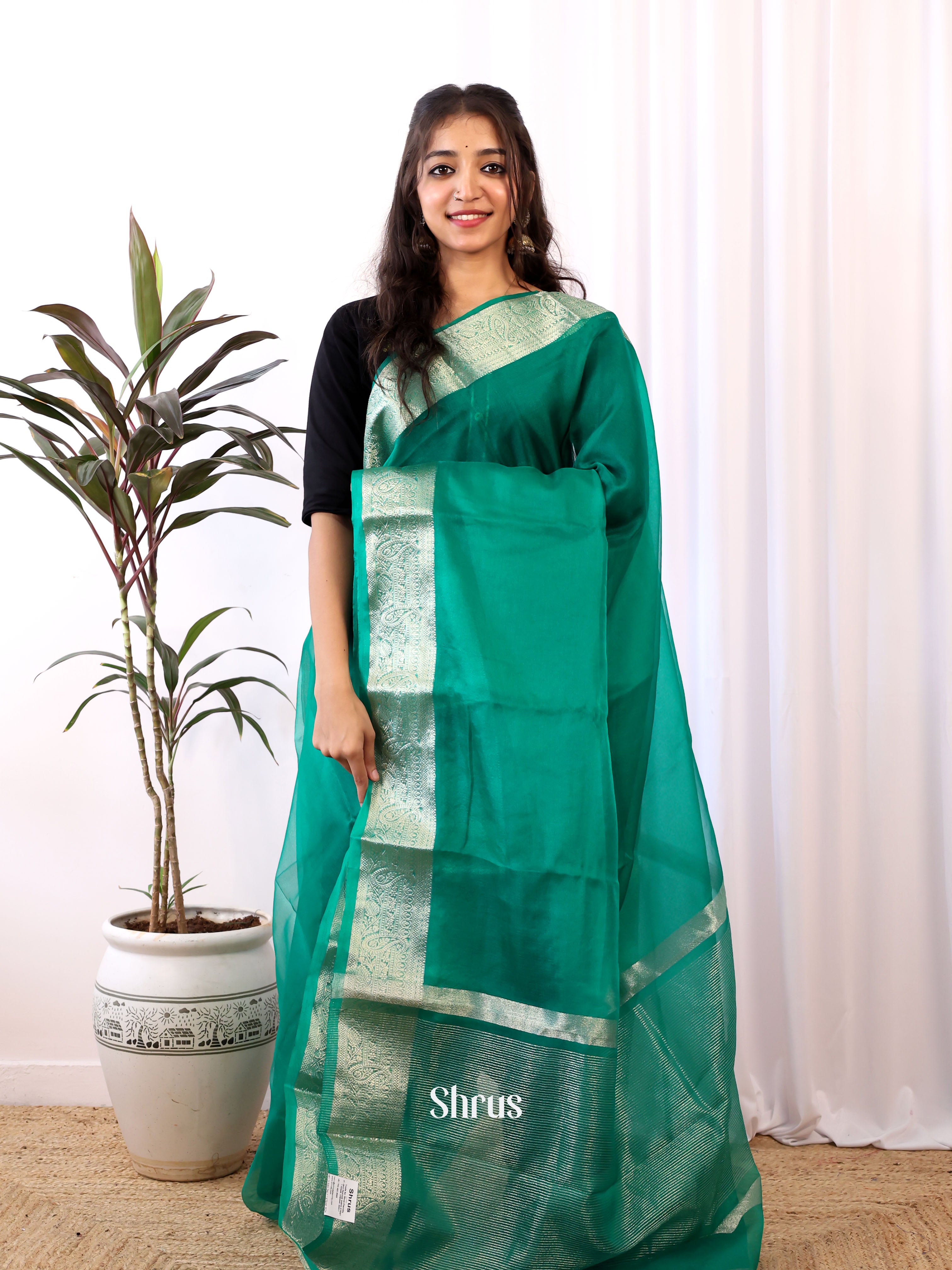 Green - Semi Organza Saree