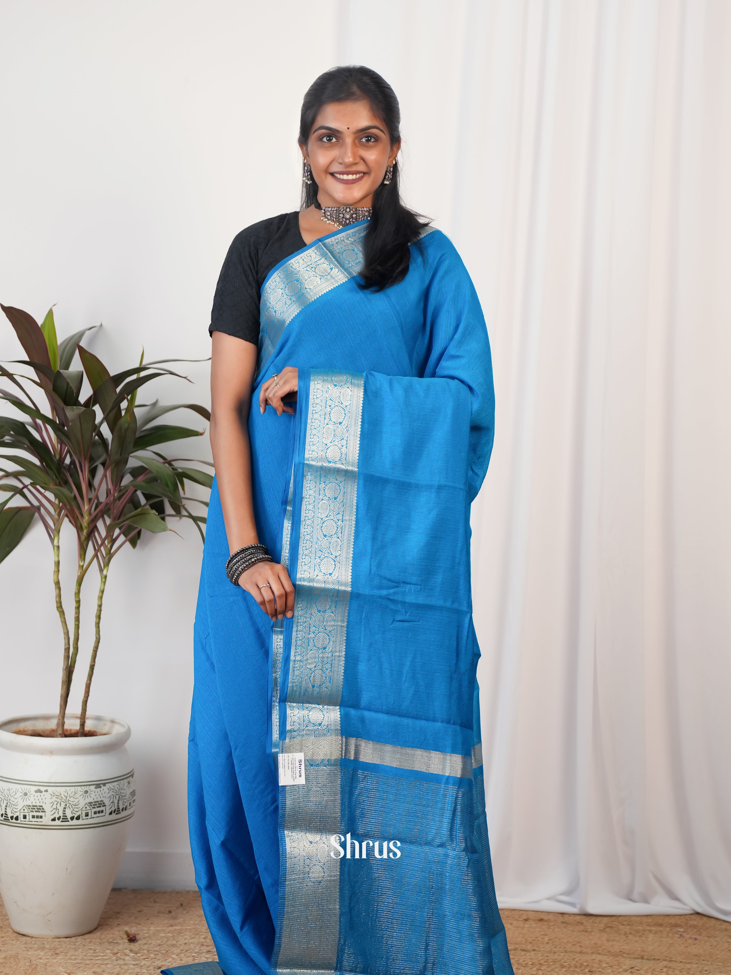 Blue - Semi Georgette Saree