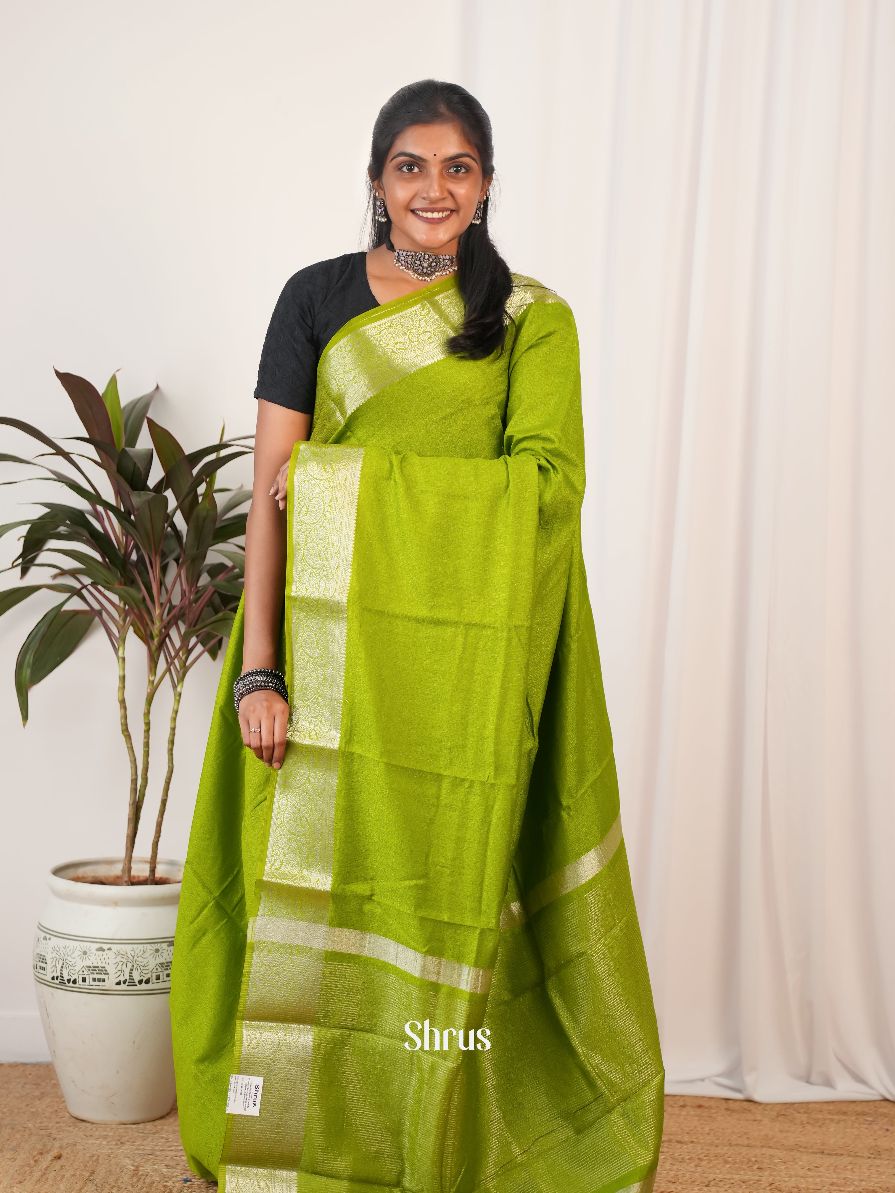 Leaf Green- Semi Georgette Saree