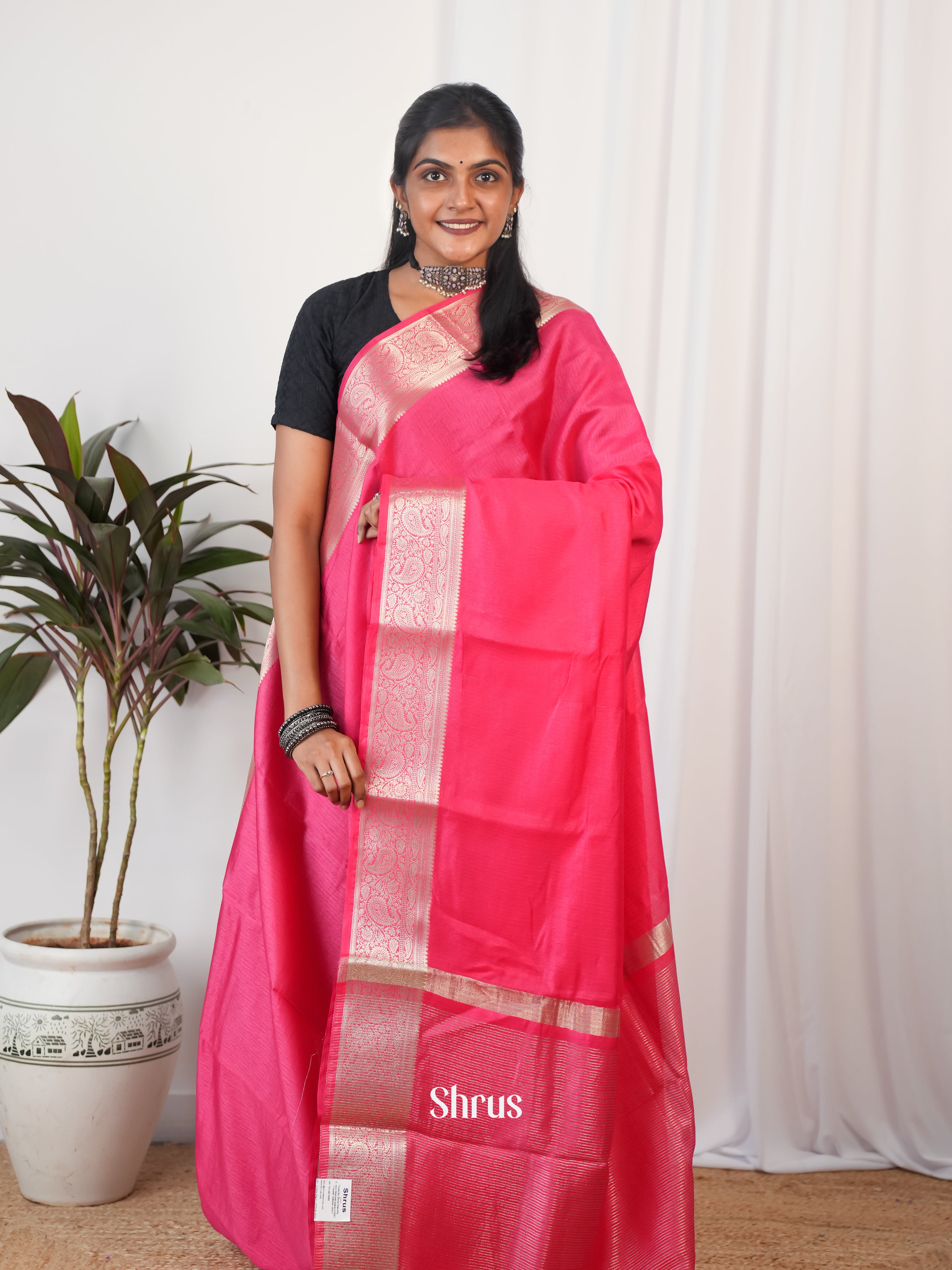 Pink - Semi Georgette Saree