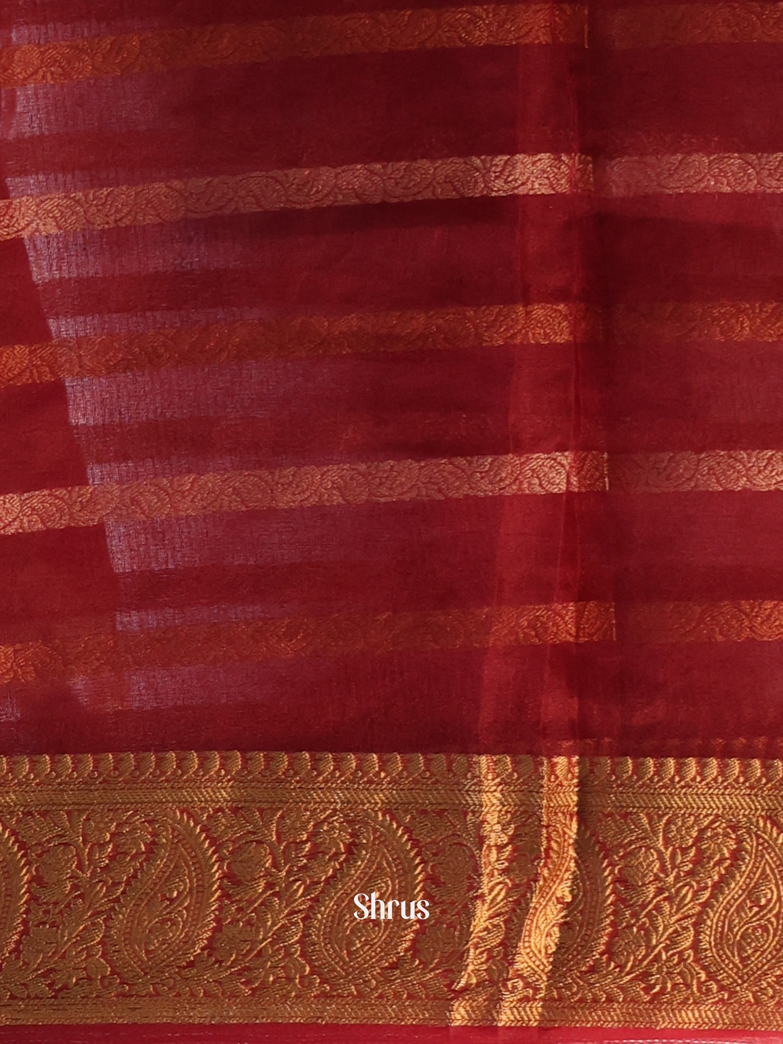 Maroon - Semi Organza Saree