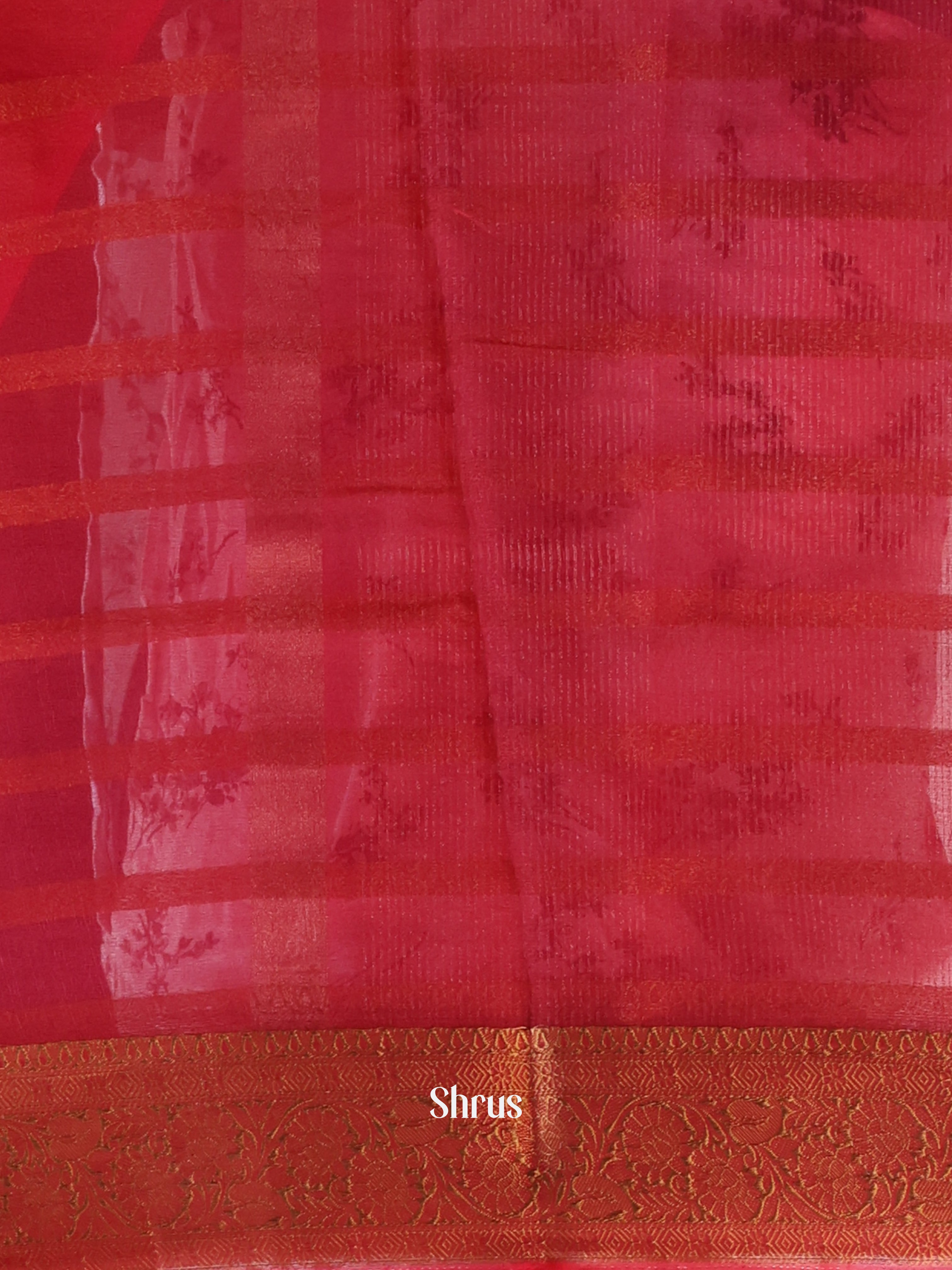 Red - Semi Organza Saree