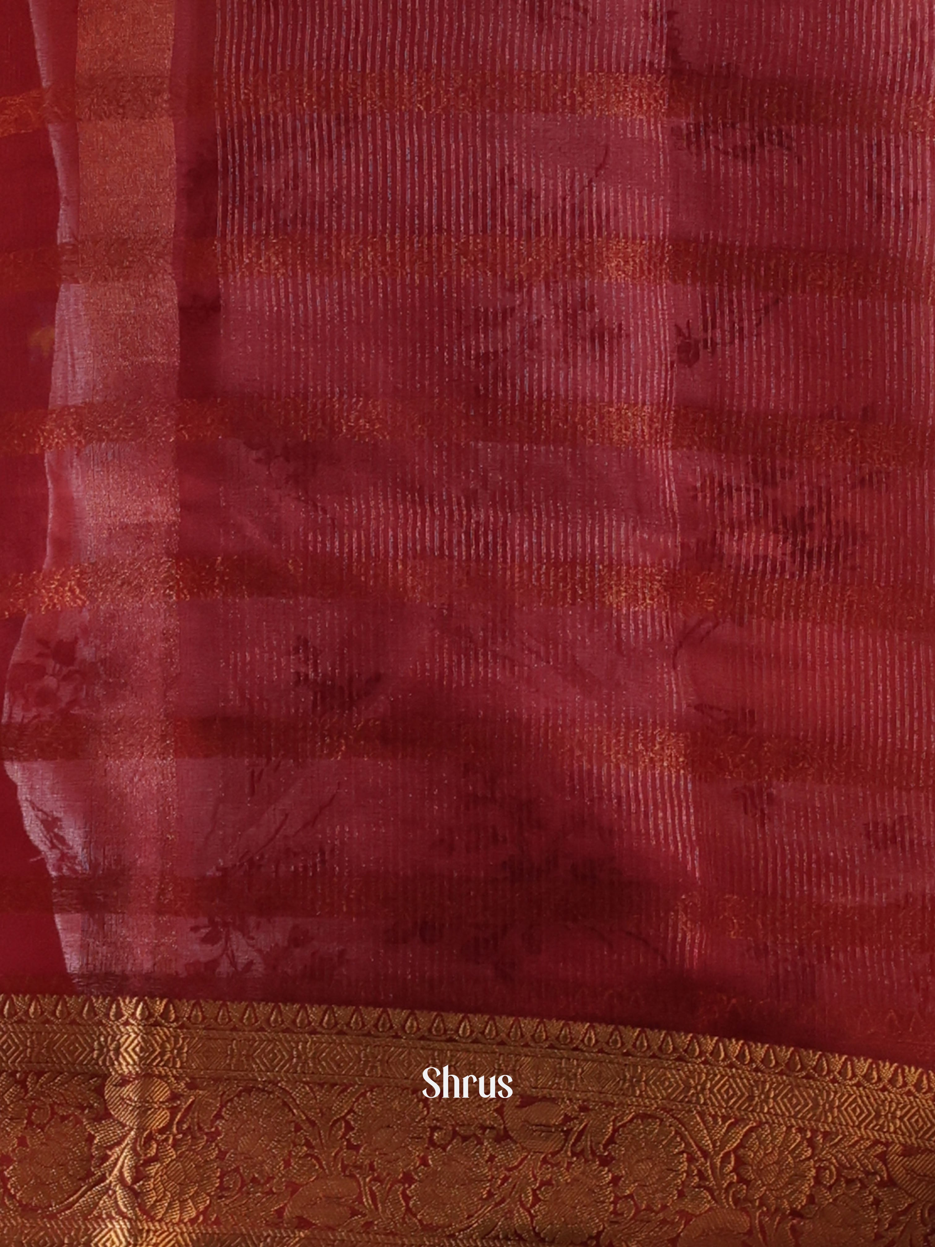 Maroon - Semi Organza Saree