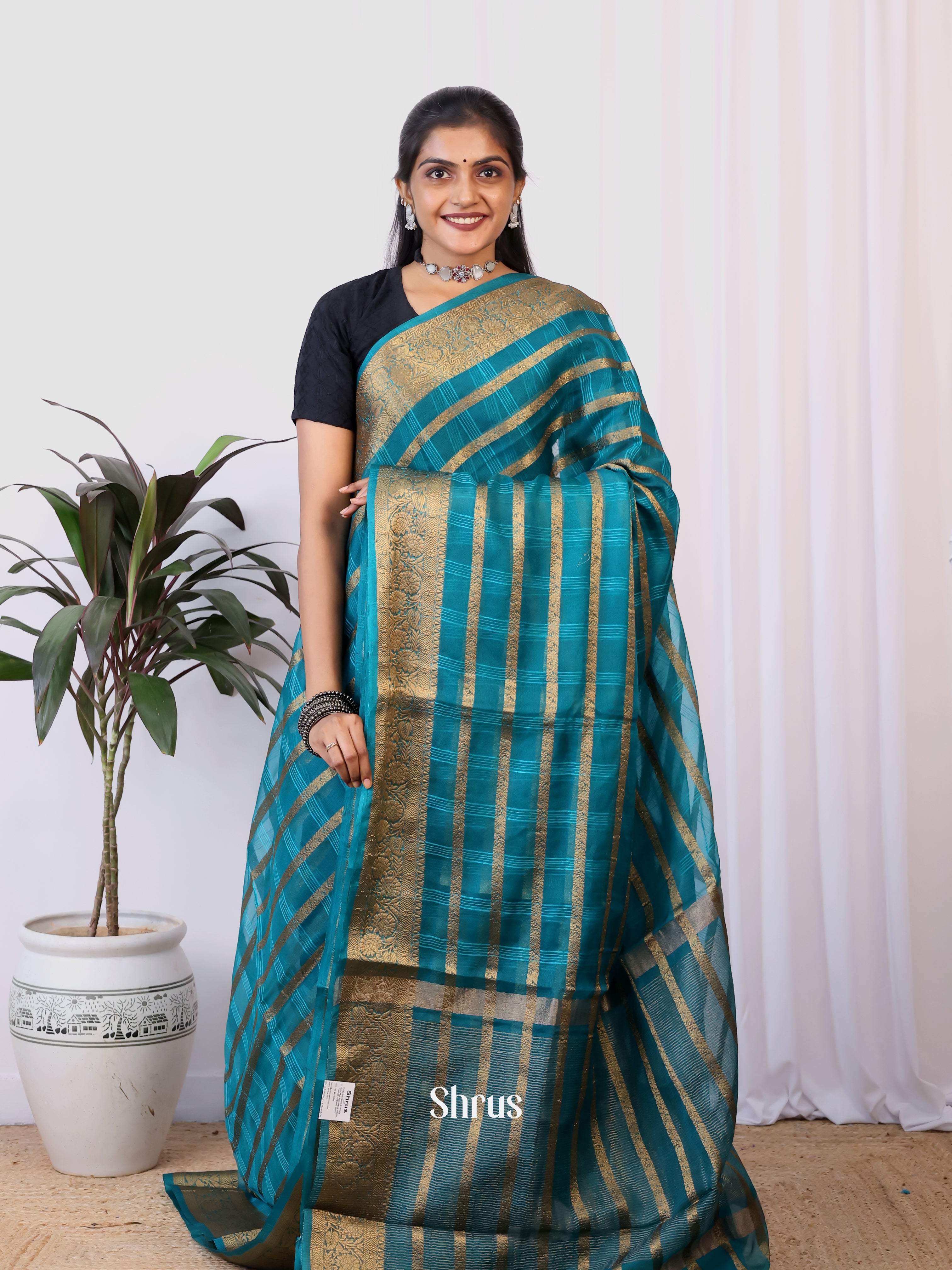 Green - Semi Organza Saree