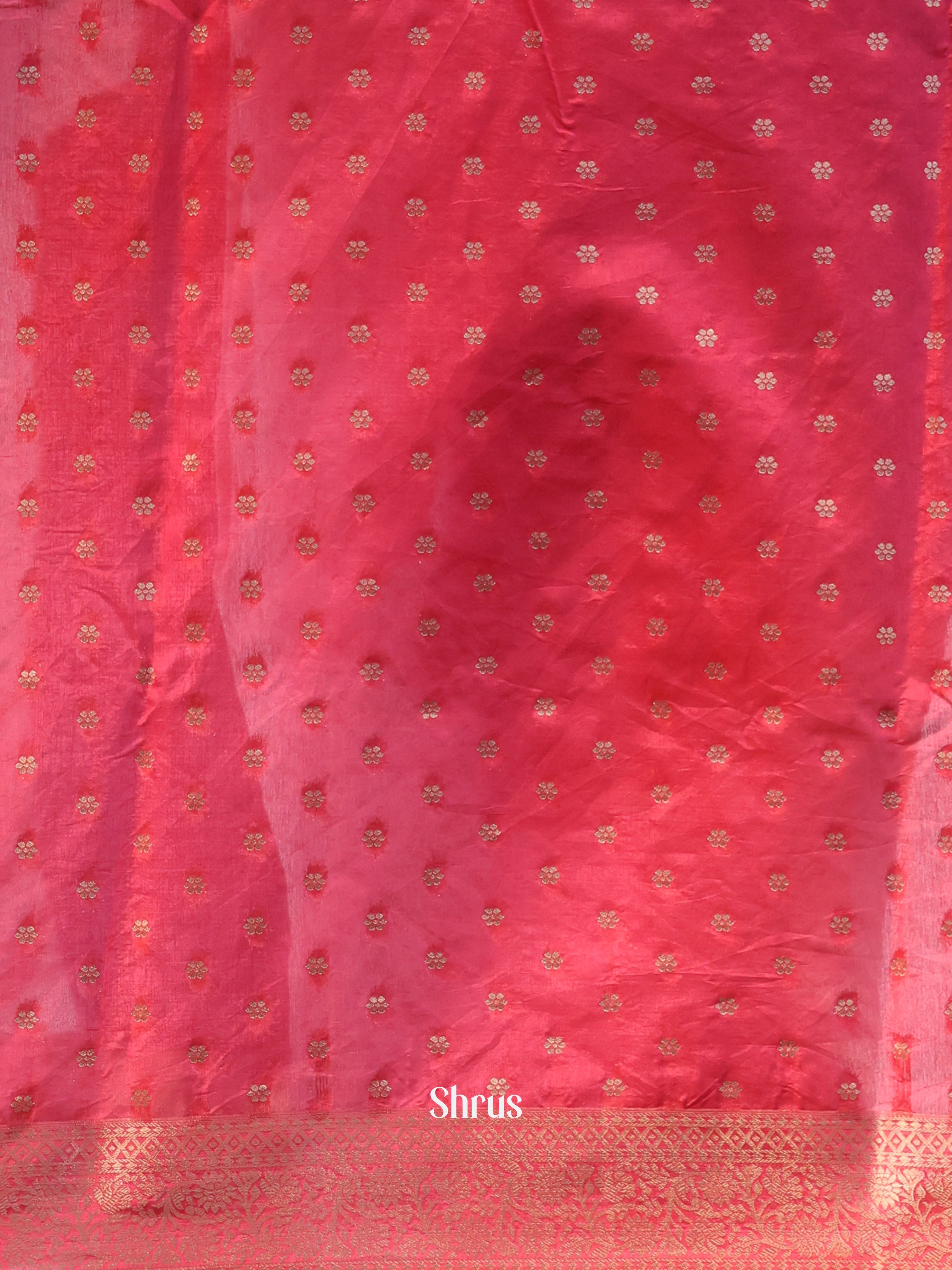 Brown & Red - Semi Organza Saree