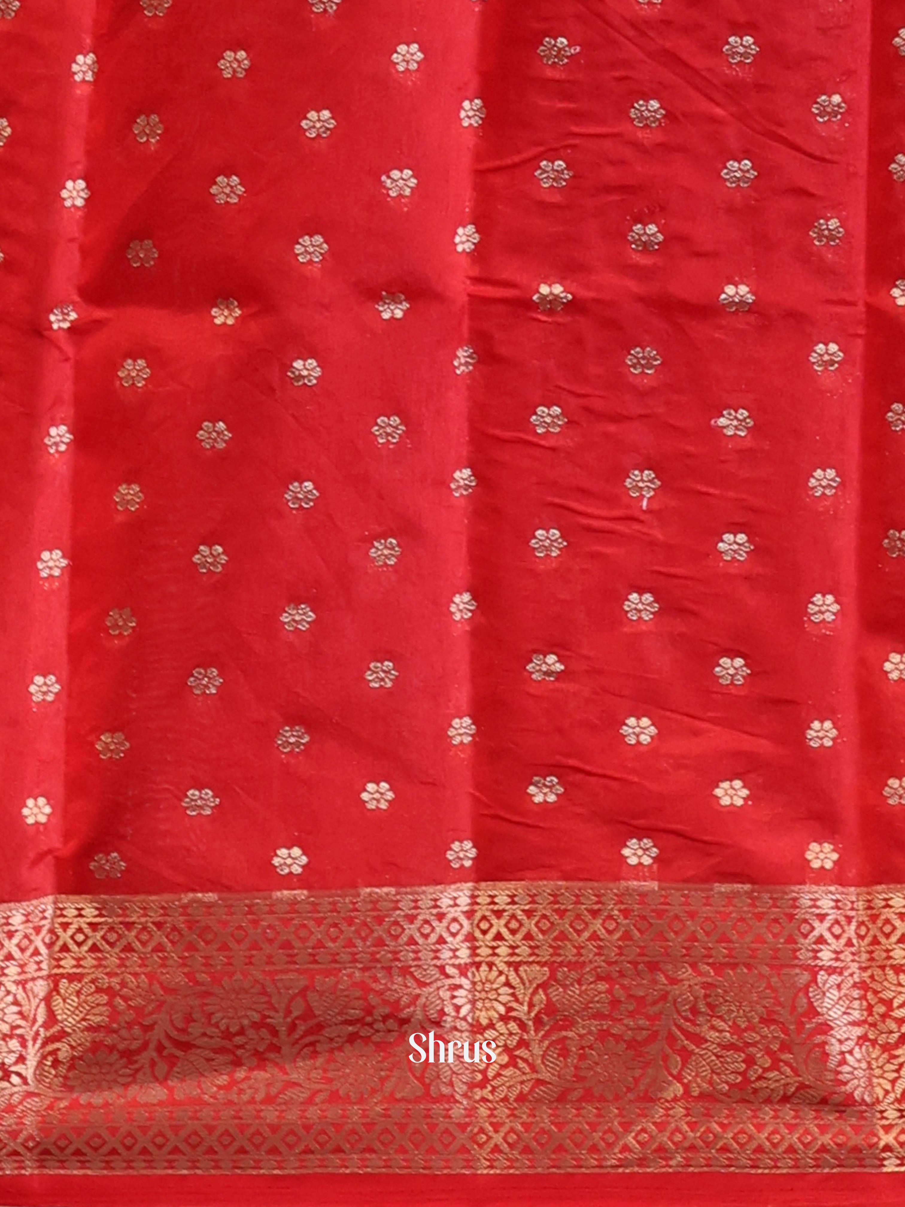 Cream & Red - Semi Organza Saree