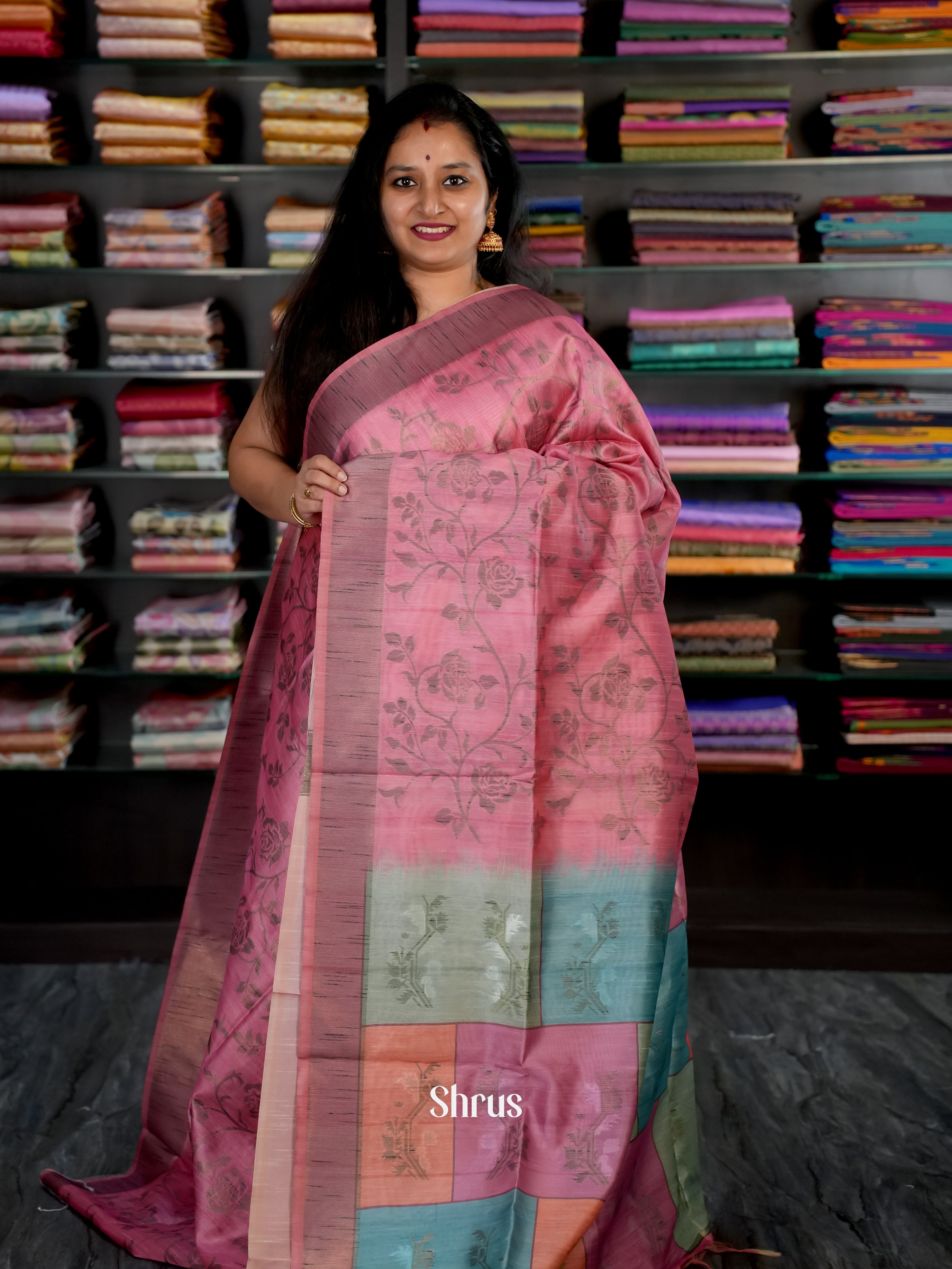 Pink - Champa semi tussar Saree