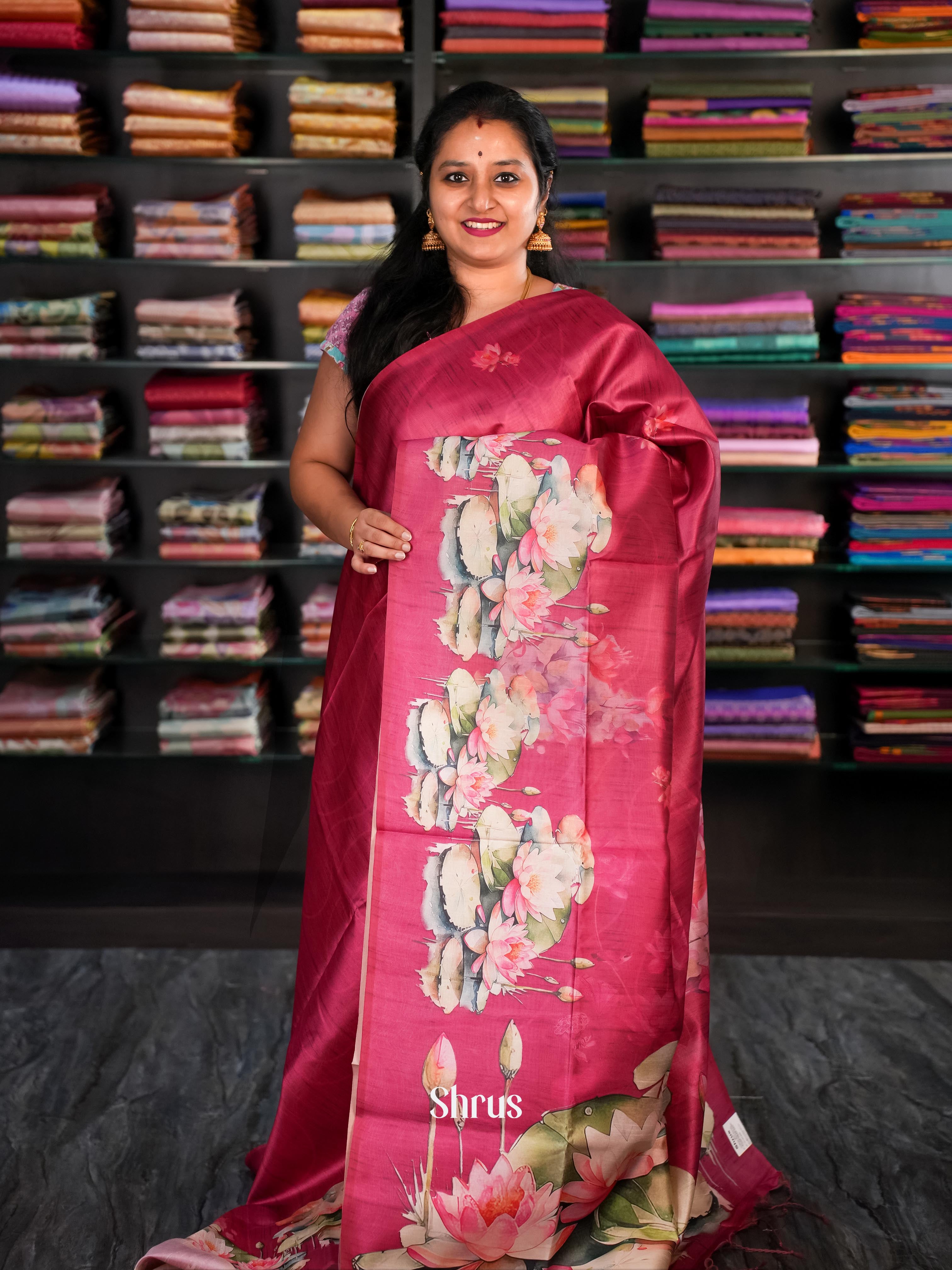 Maroon - Champa Semi Tussar Saree