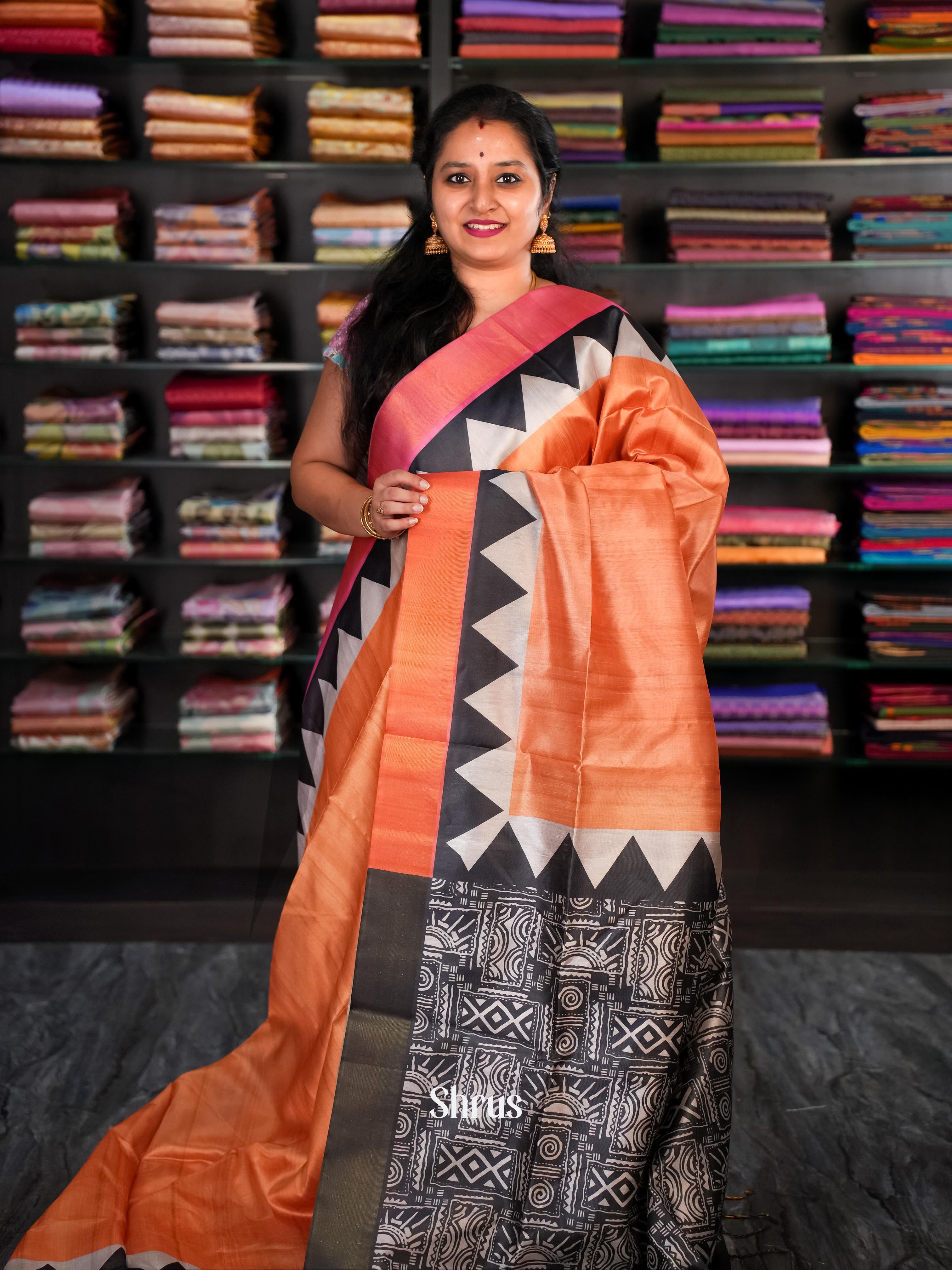 Brick & Black - Champa Semi tussar Saree