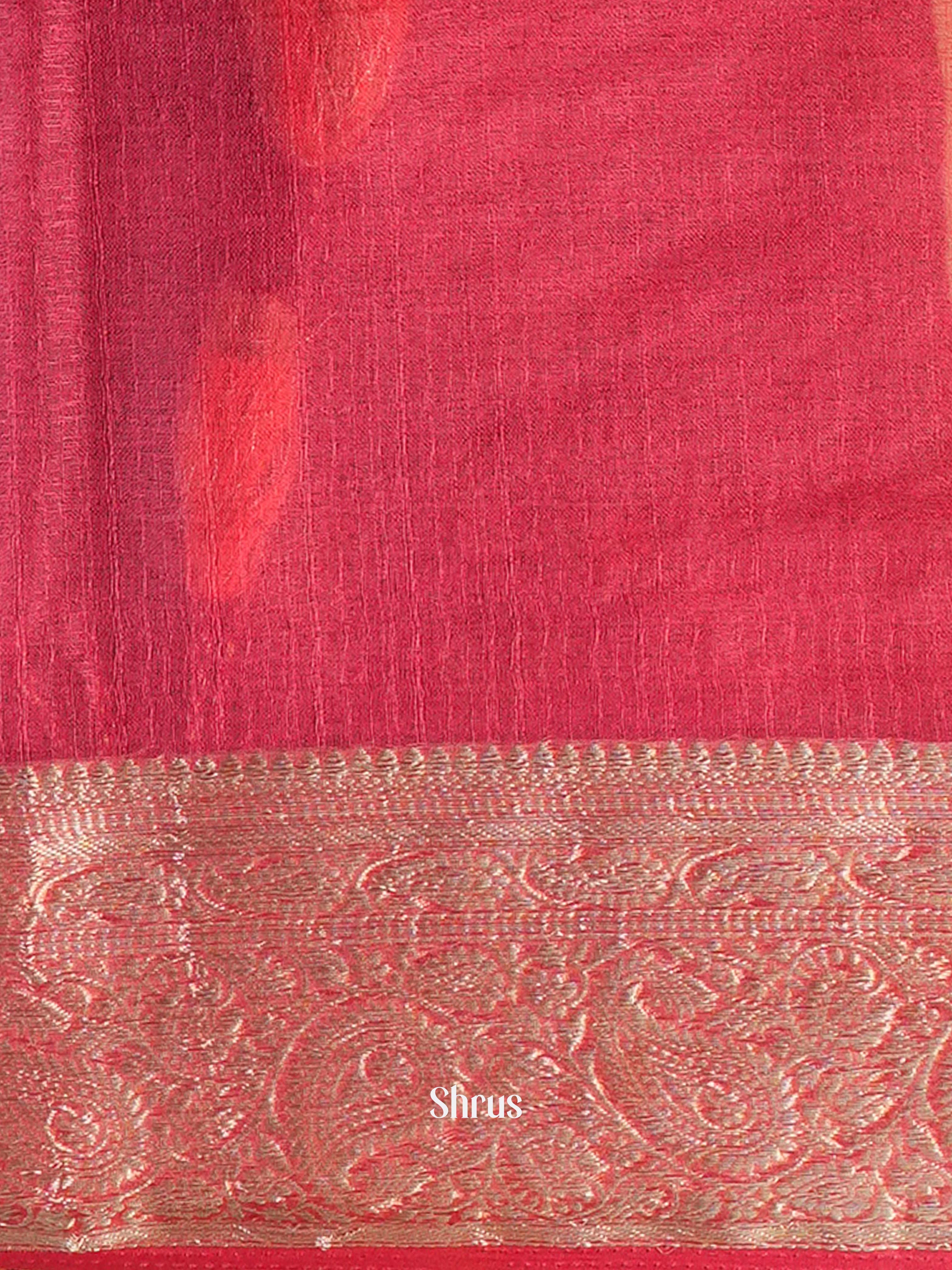 Reddish Pink - Semi Georgette Saree