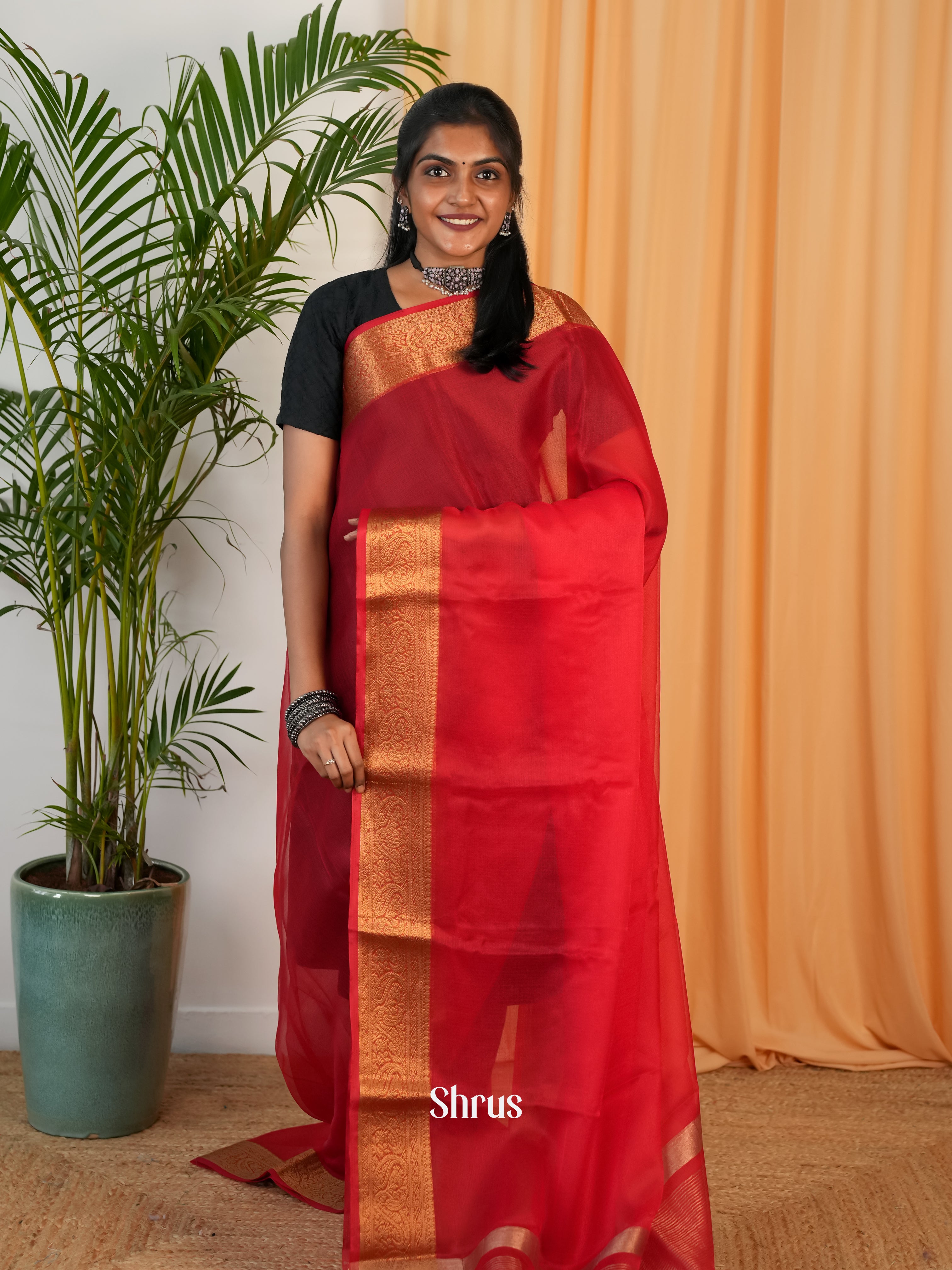 Red- Semi Georgette Saree