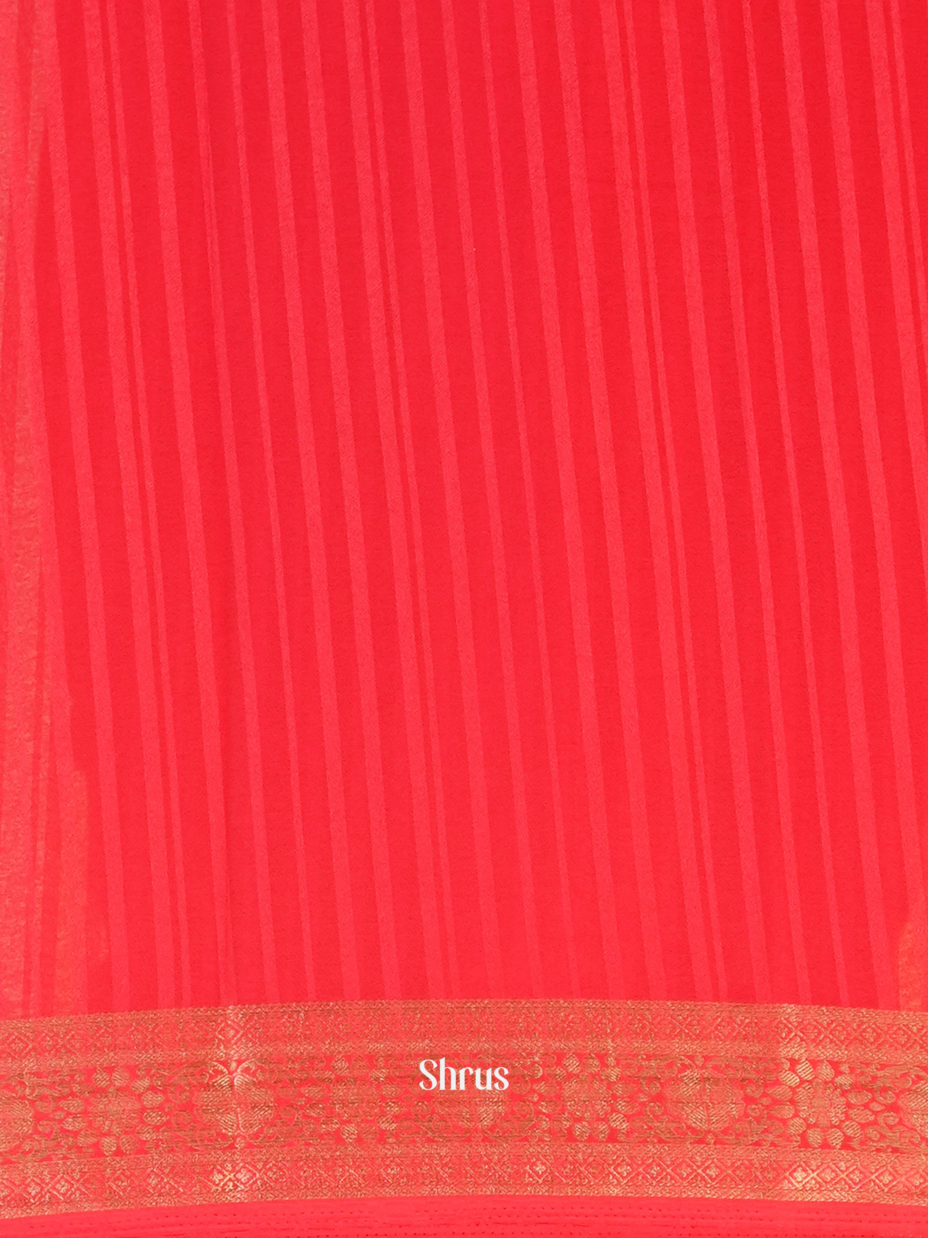 Red - Semi Mysoresilk Saree