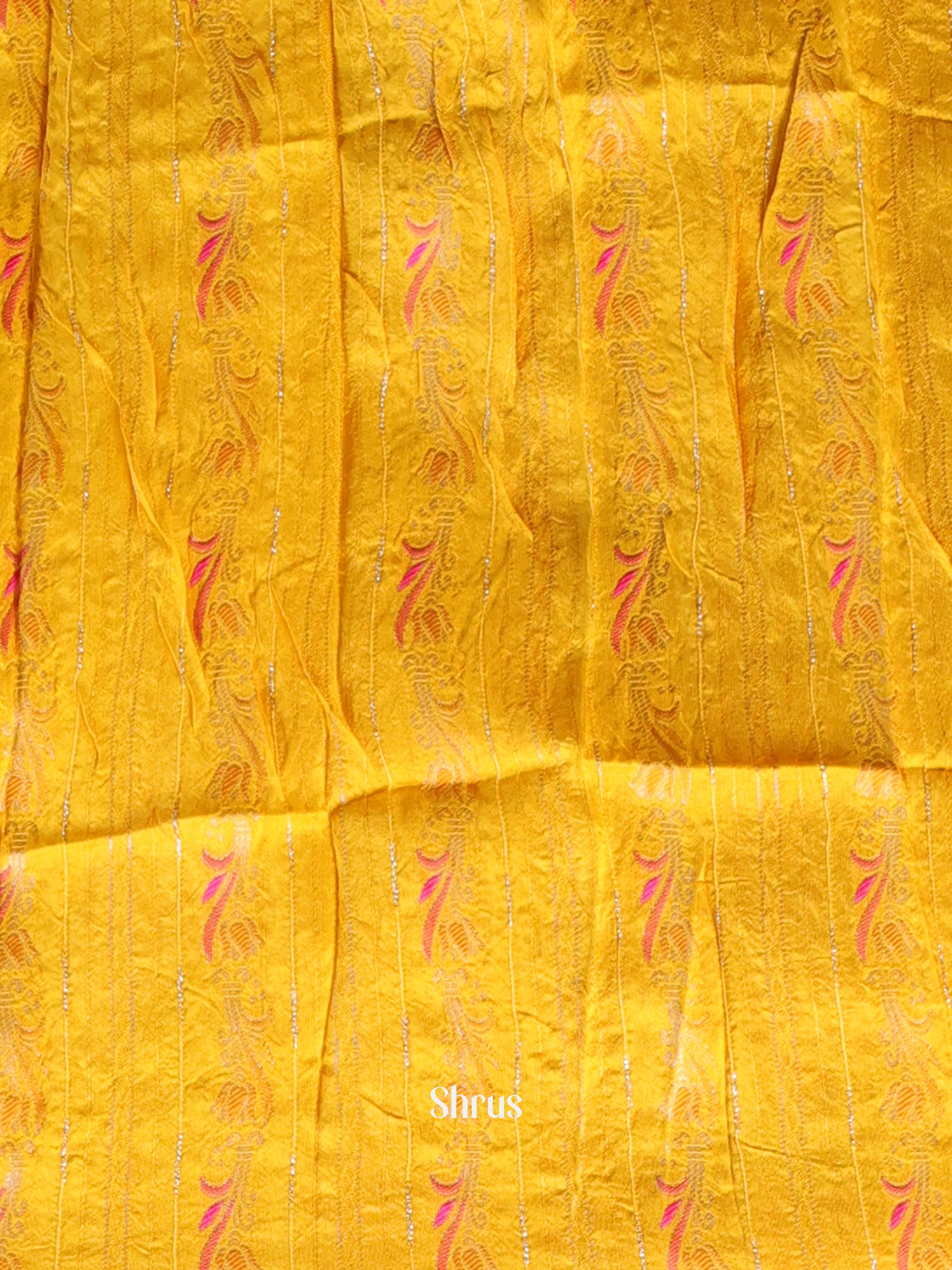 Maroon & Yellow - Semi Mysoresilk Saree