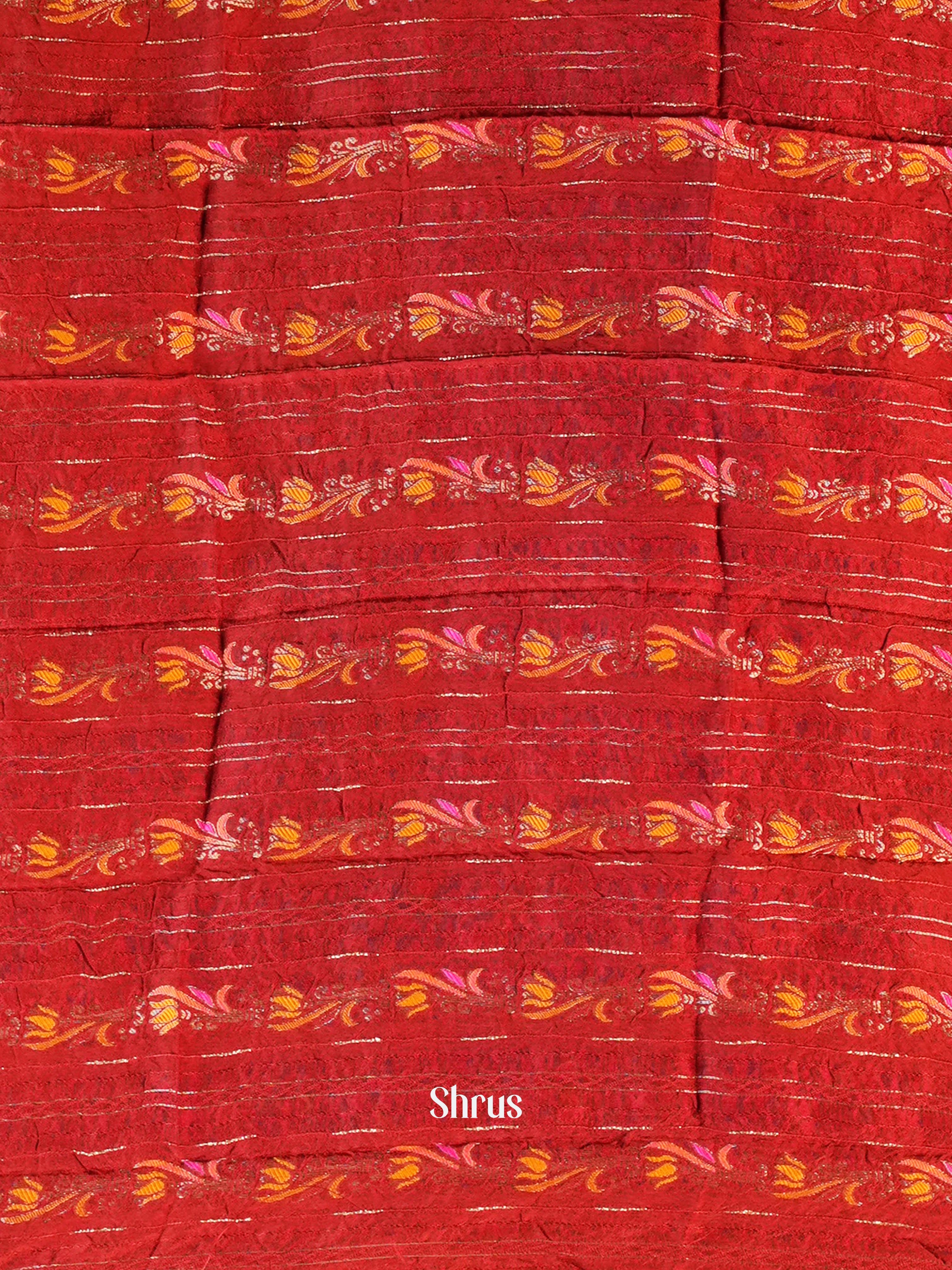 Black & Red- Semi Mysoresilk Saree