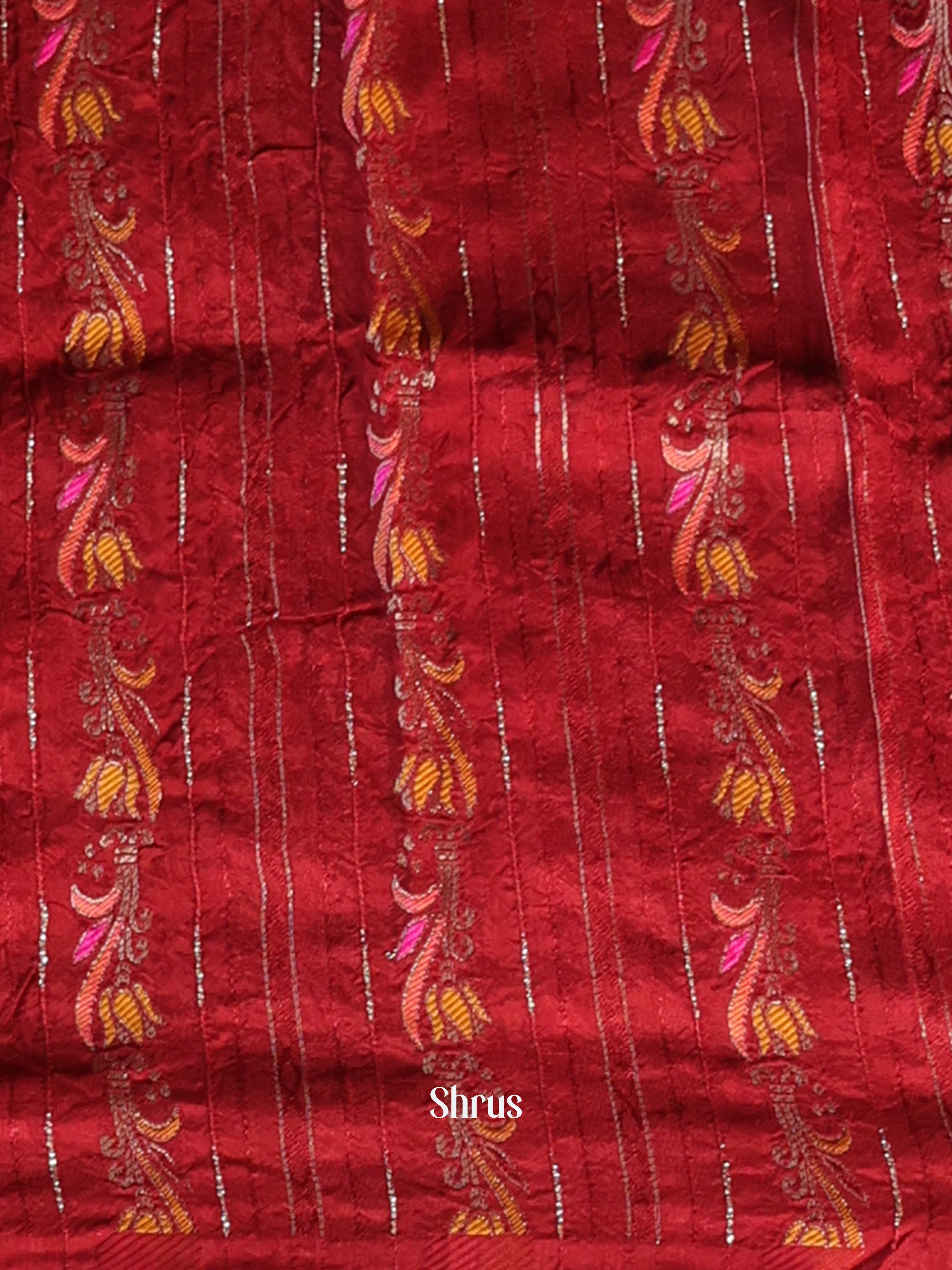 Purple & Maroon - Semi Mysoresilk Saree - Shop on Shrus.com