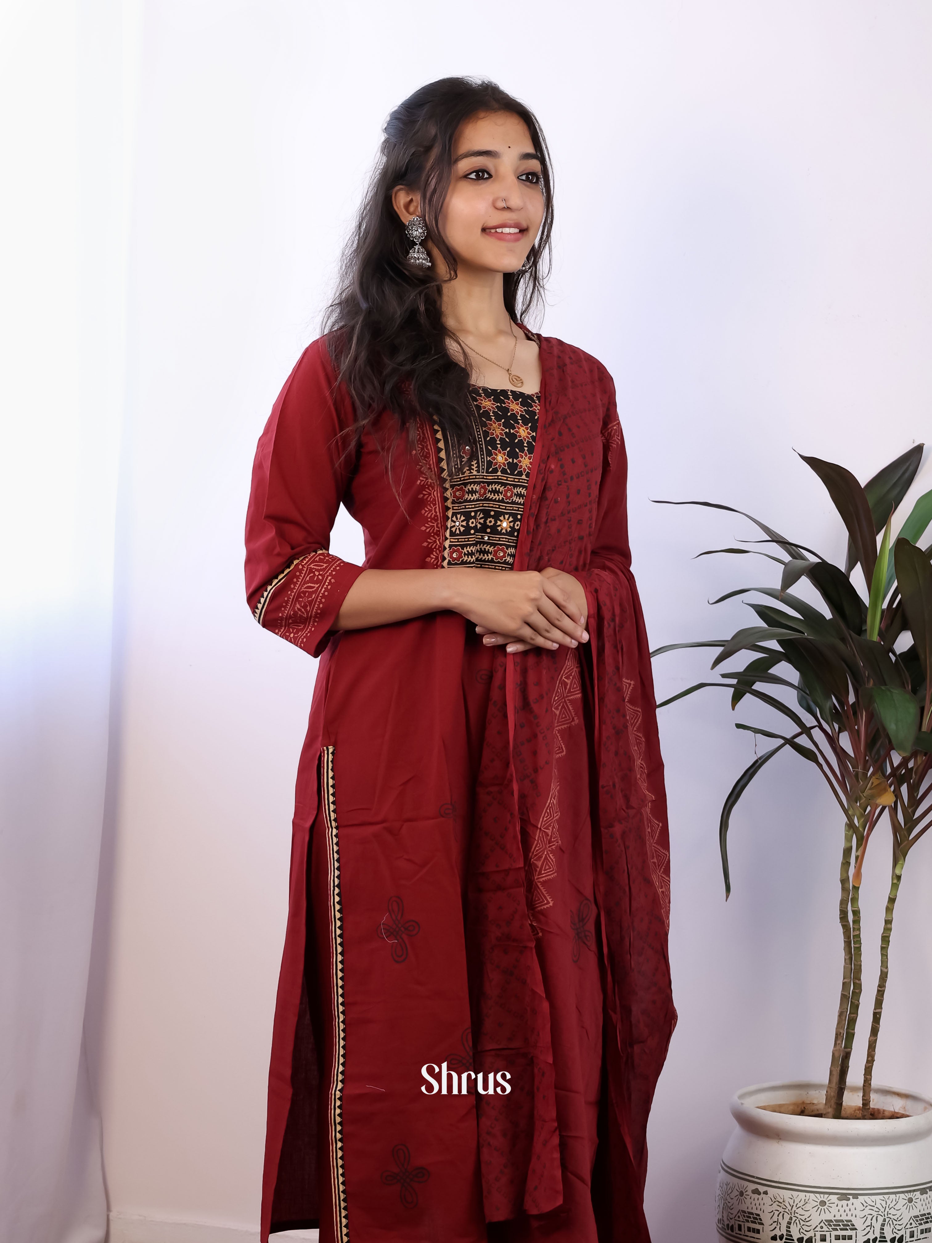 Maroon - 3pc Readymade Suits