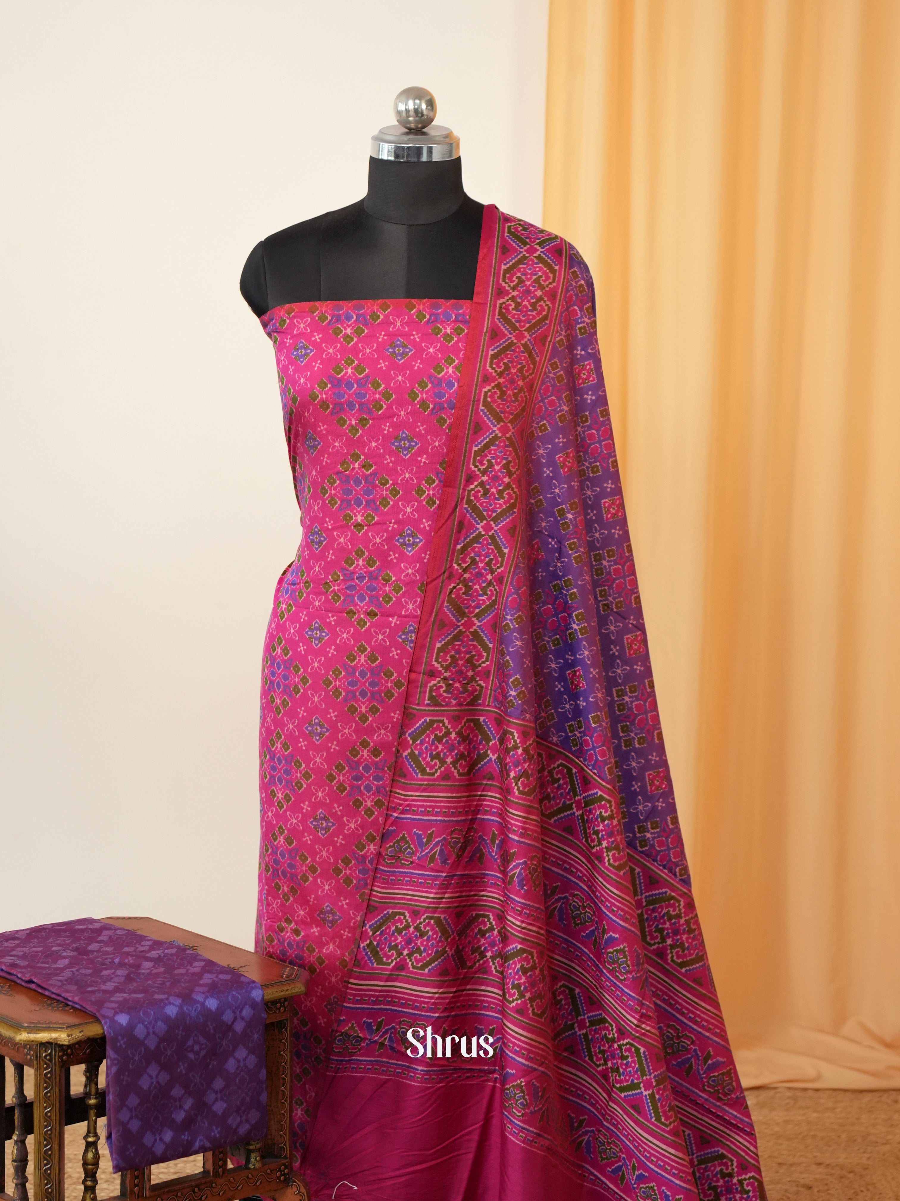 Pink & Purple -  semi patola salwar