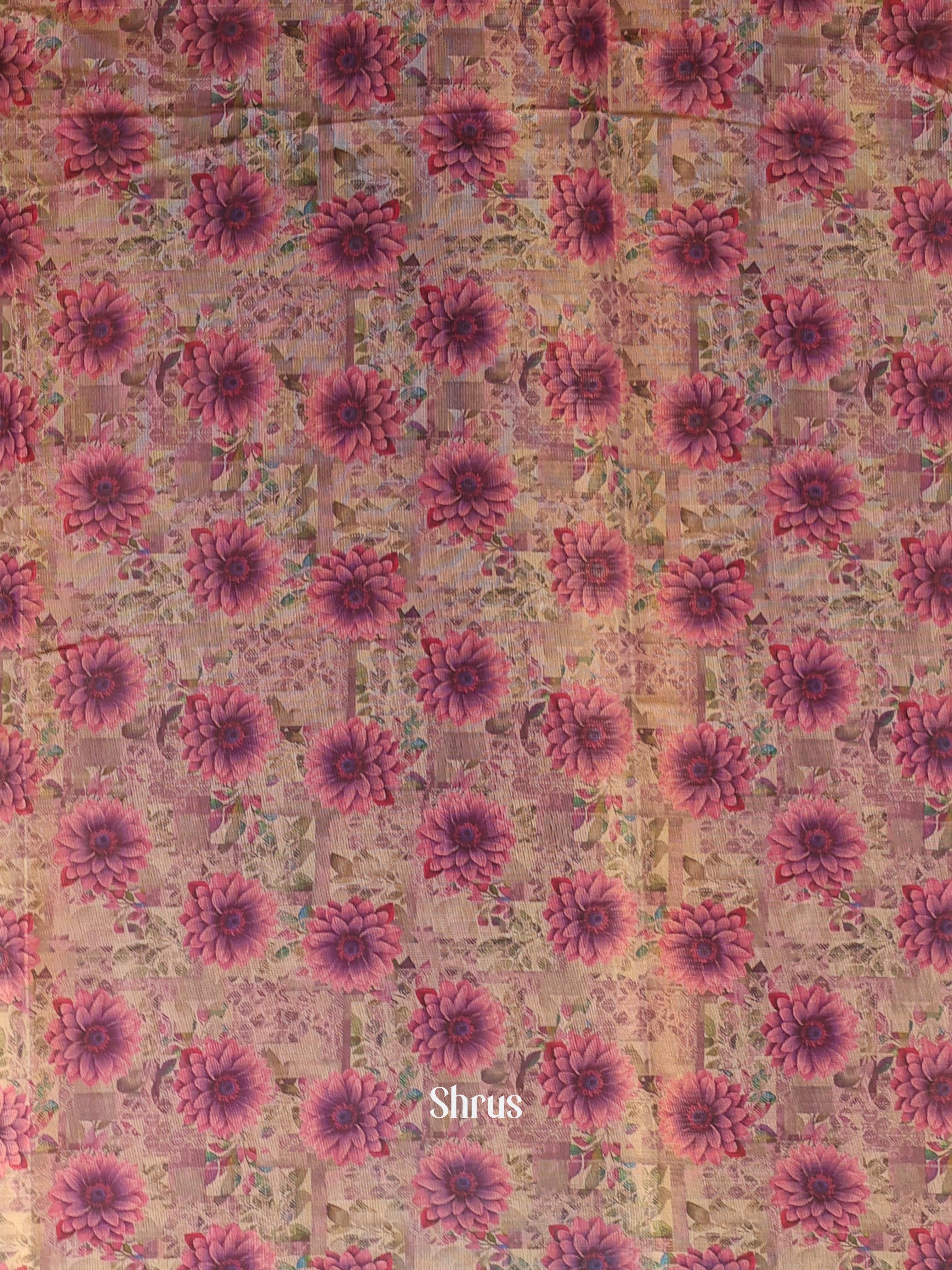 Gold & Purple- Semi Jute Saree - Shop on Shrus.com