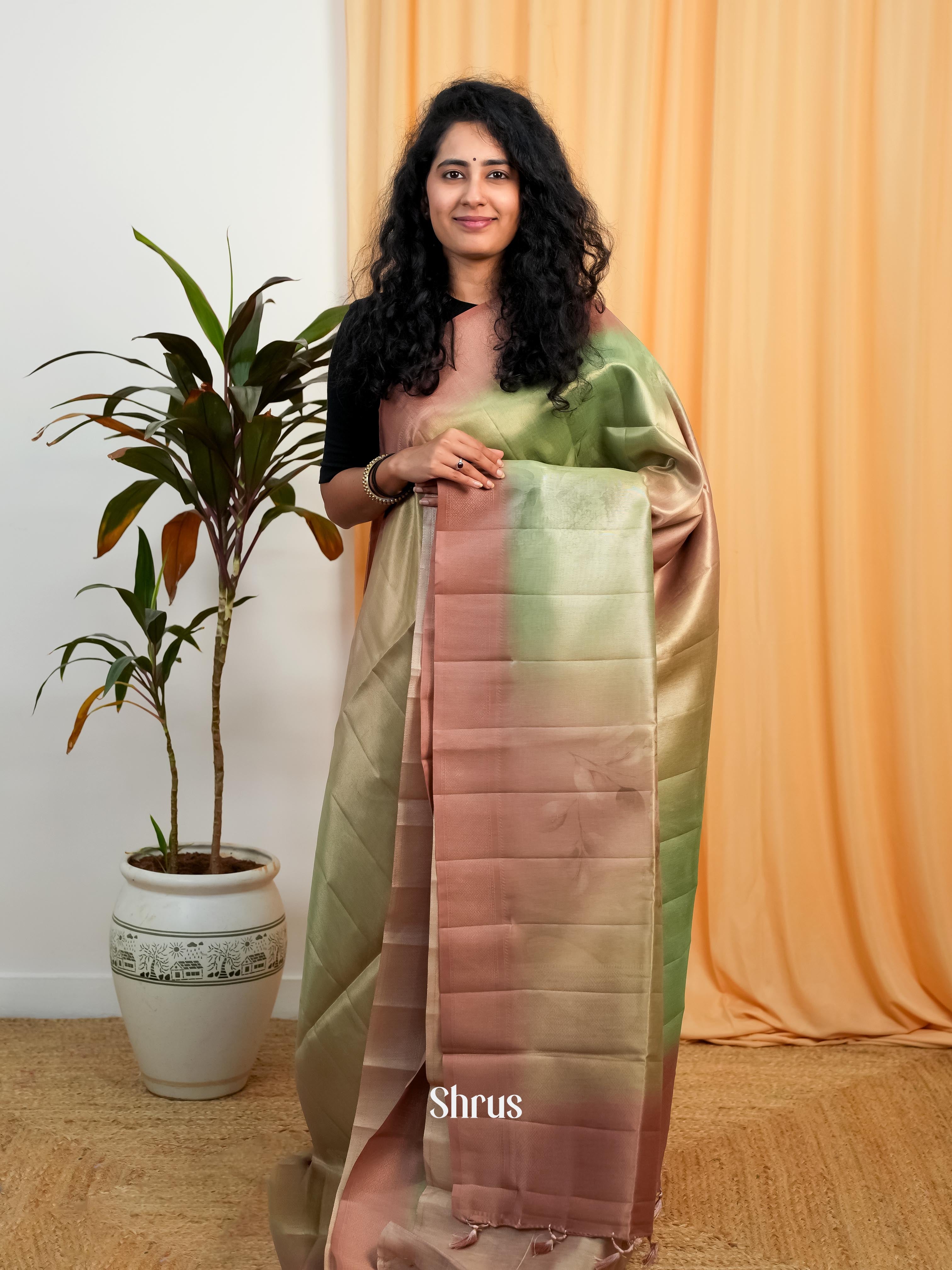 Green & Brown - Moonga Saree