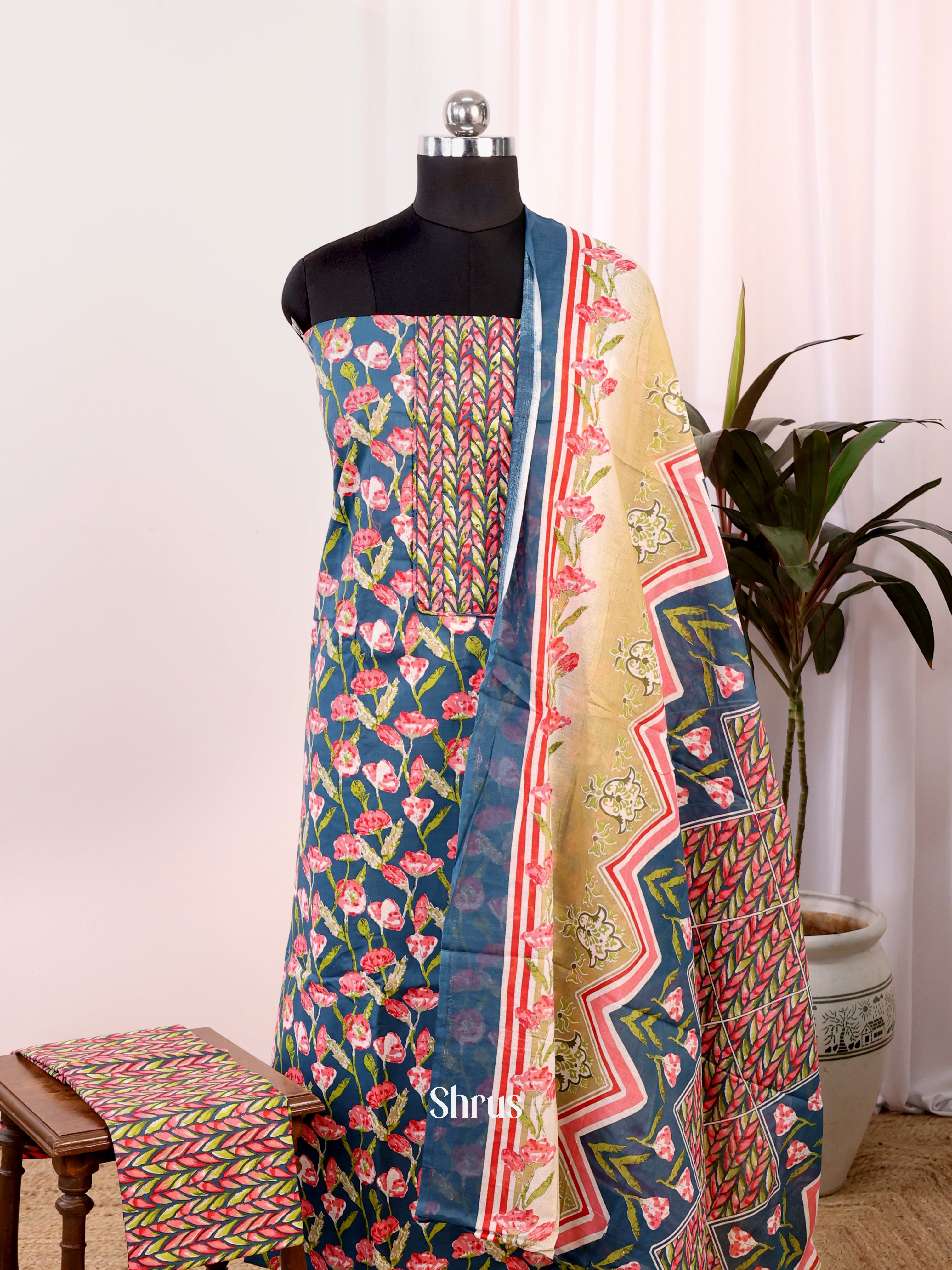 Blue & Green - Cotton salwar