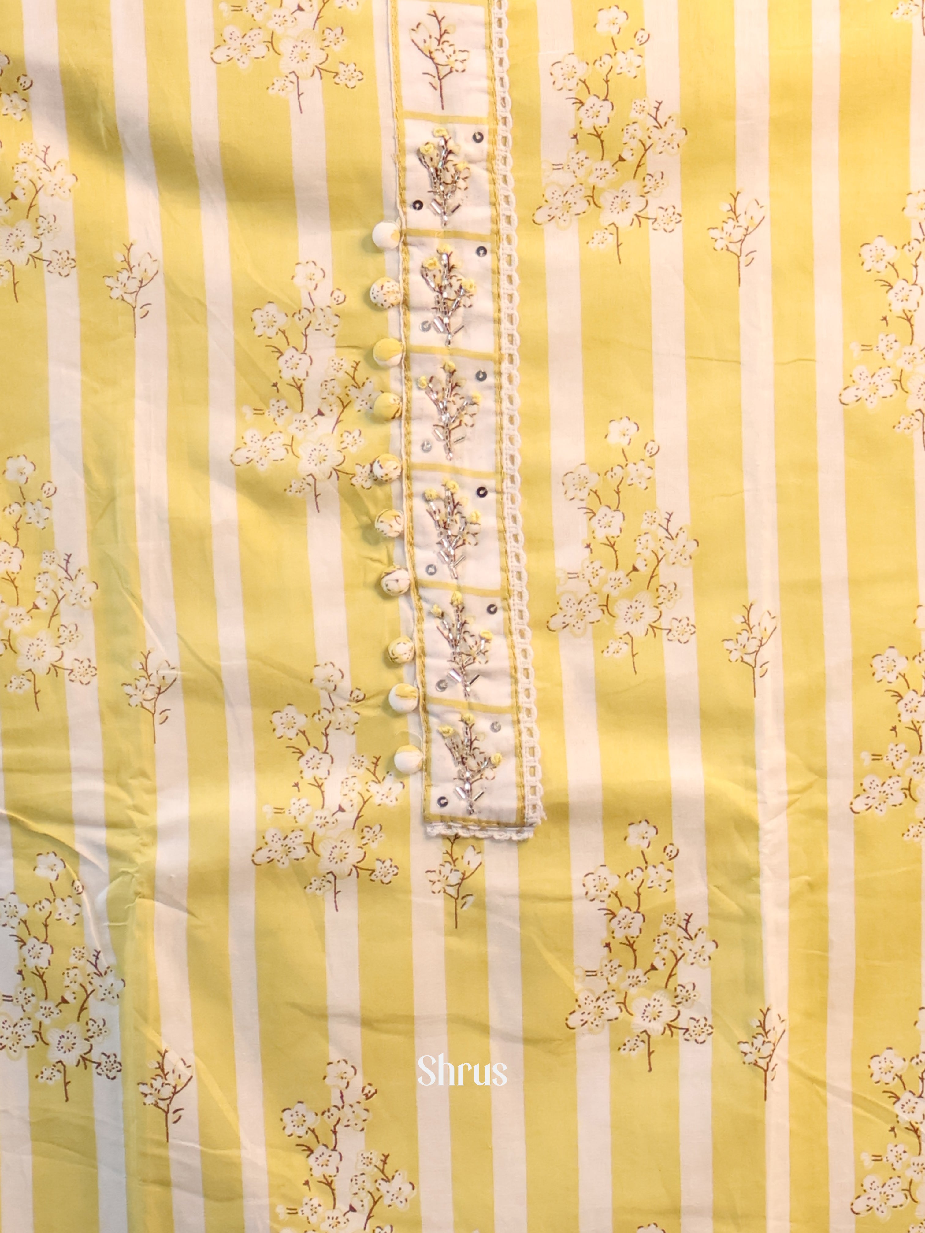 Yellow & Cream- Cotton salwar