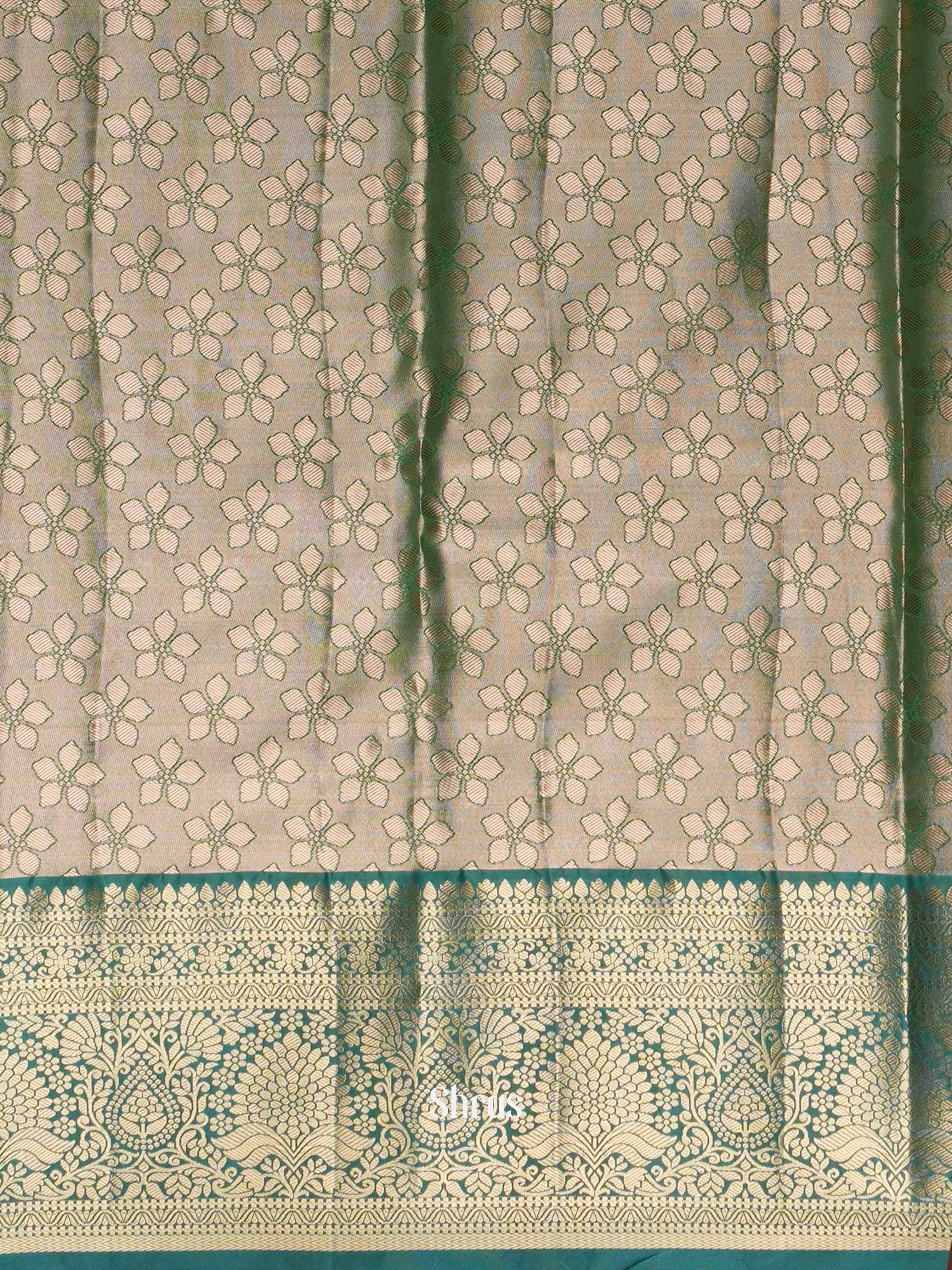 Peach & Green - Kanchipuram-halfpure Saree