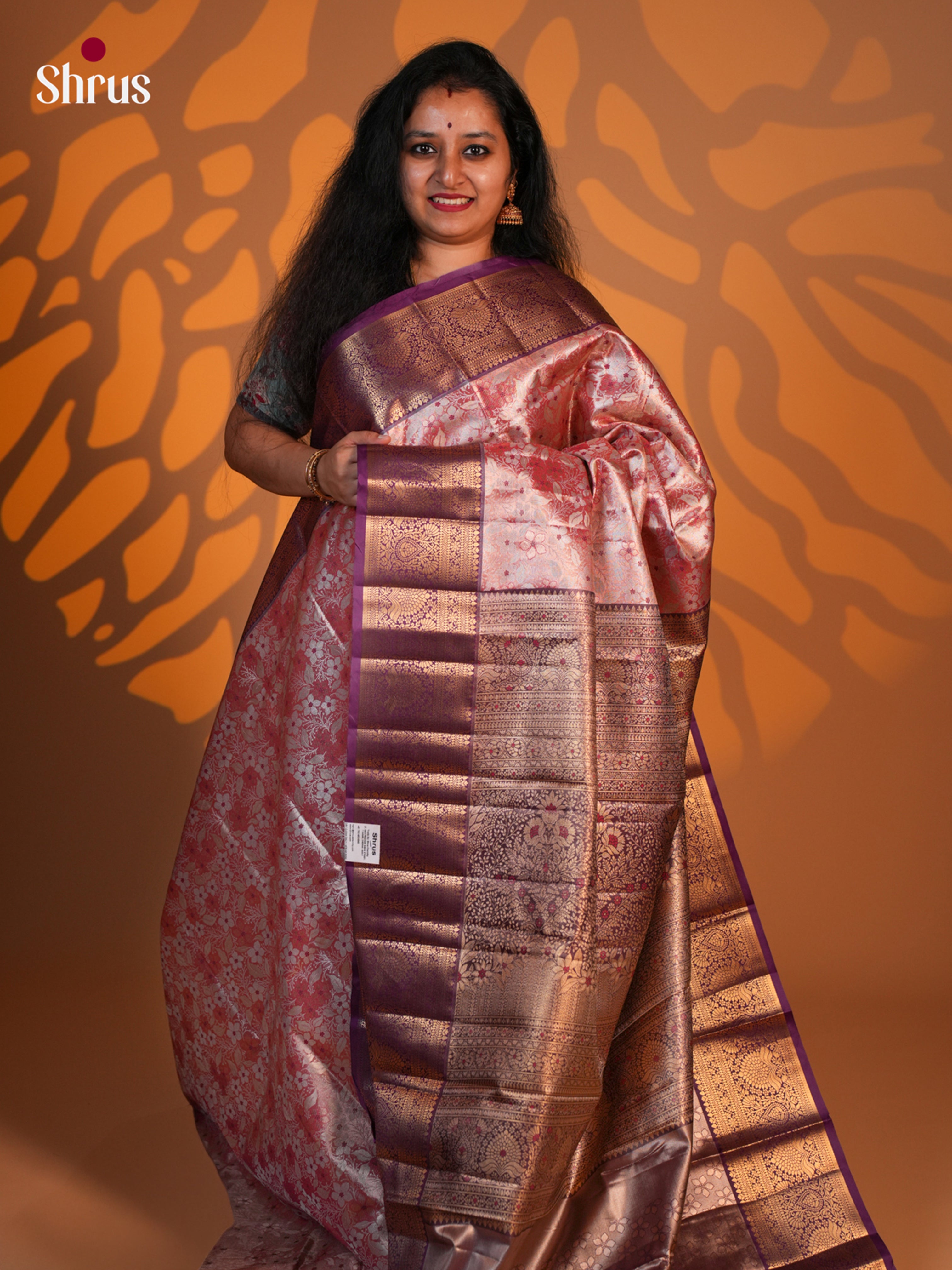 Onion Pink & Purple - Kanchipuram-halfpure Saree