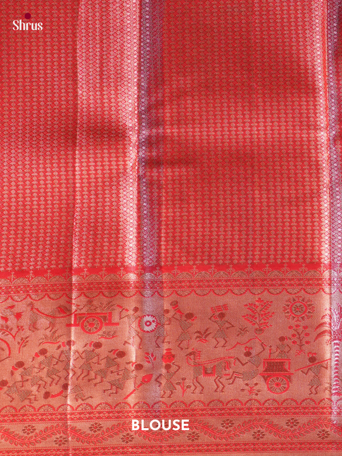 Blue & Red - Kanchipuram-halfpure Saree