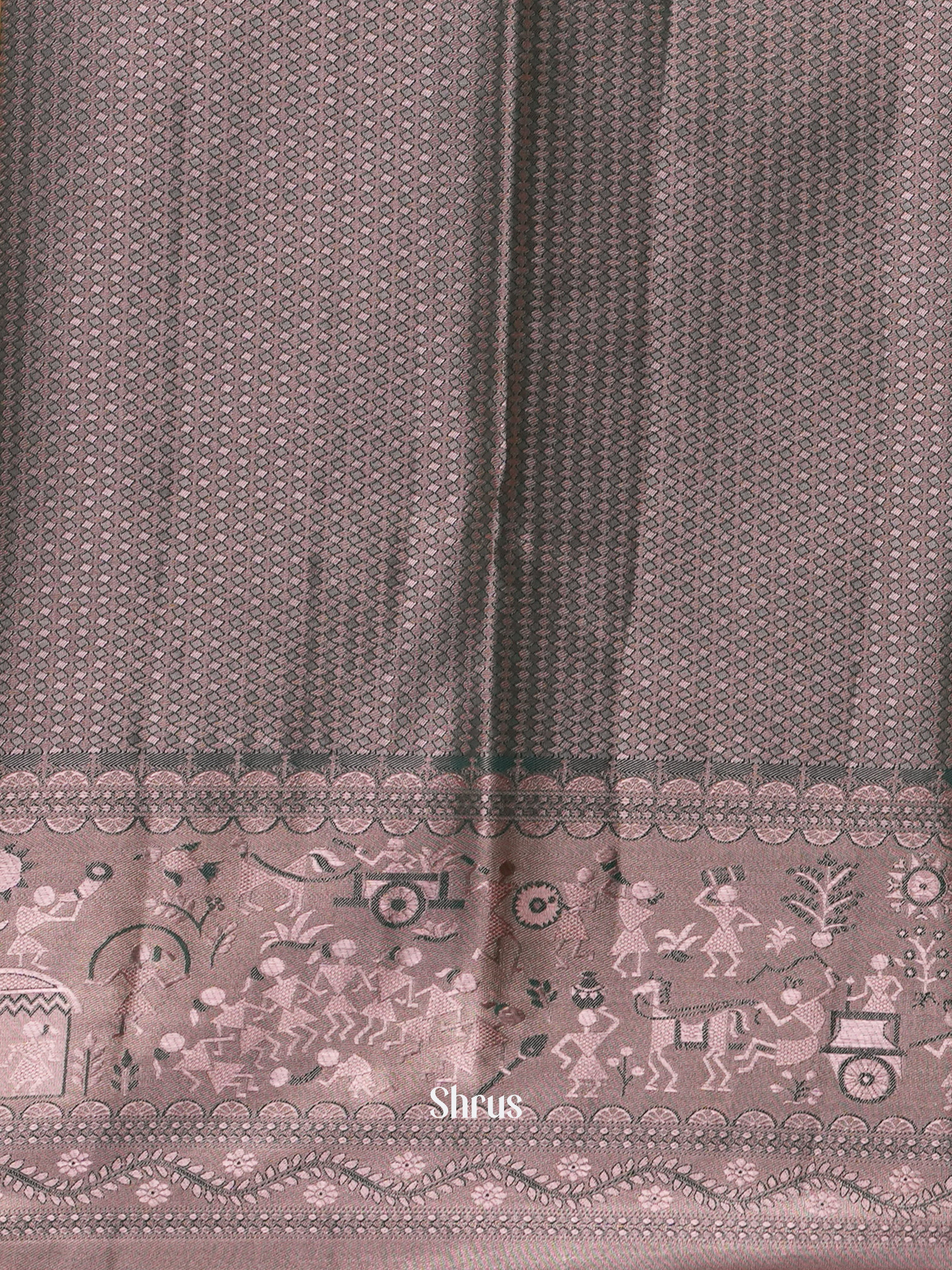 Pink & Green- Kanchipuram-halfpure Saree