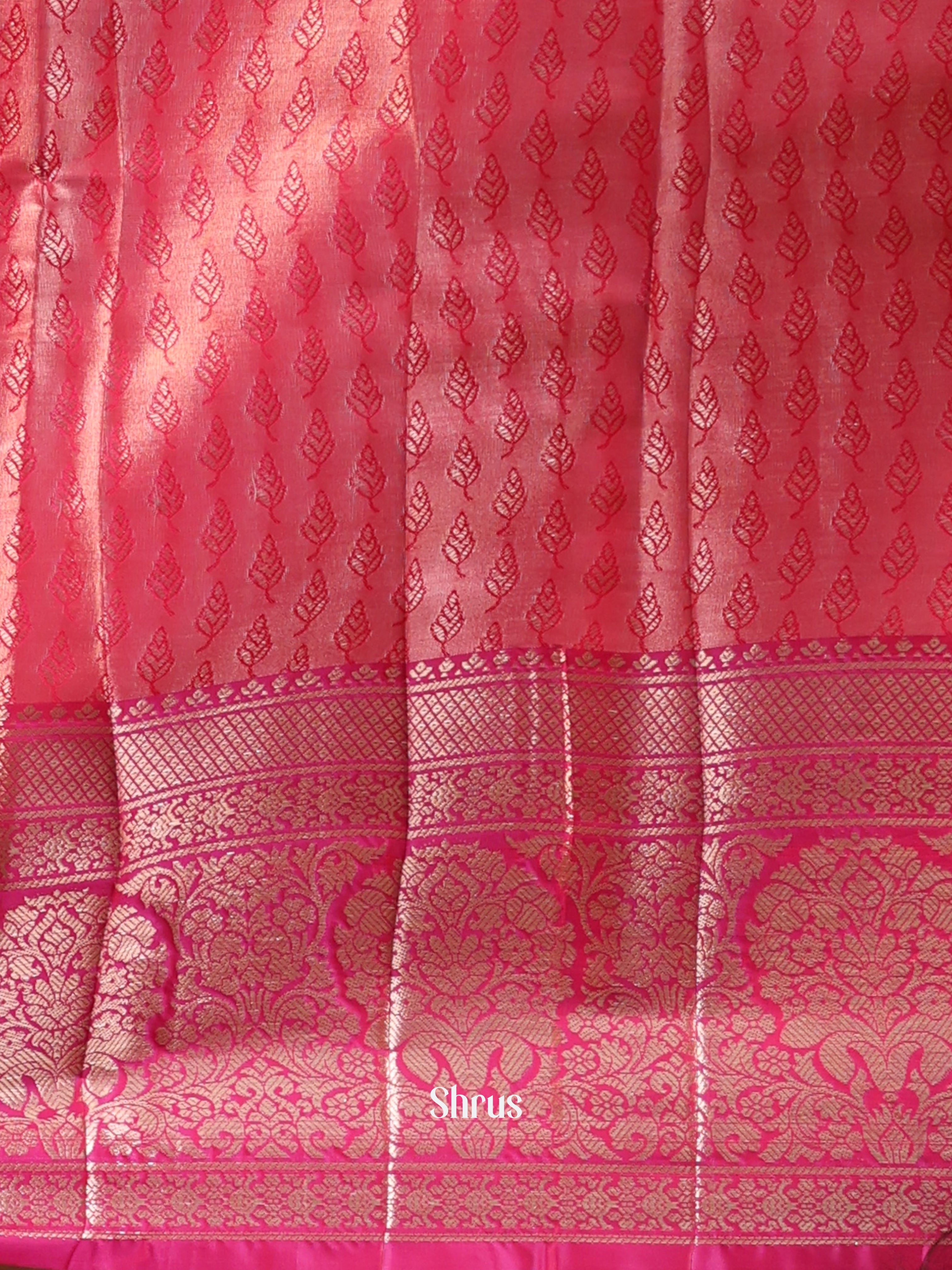 Beige & Pink- Kanchipuram-halfpure Saree