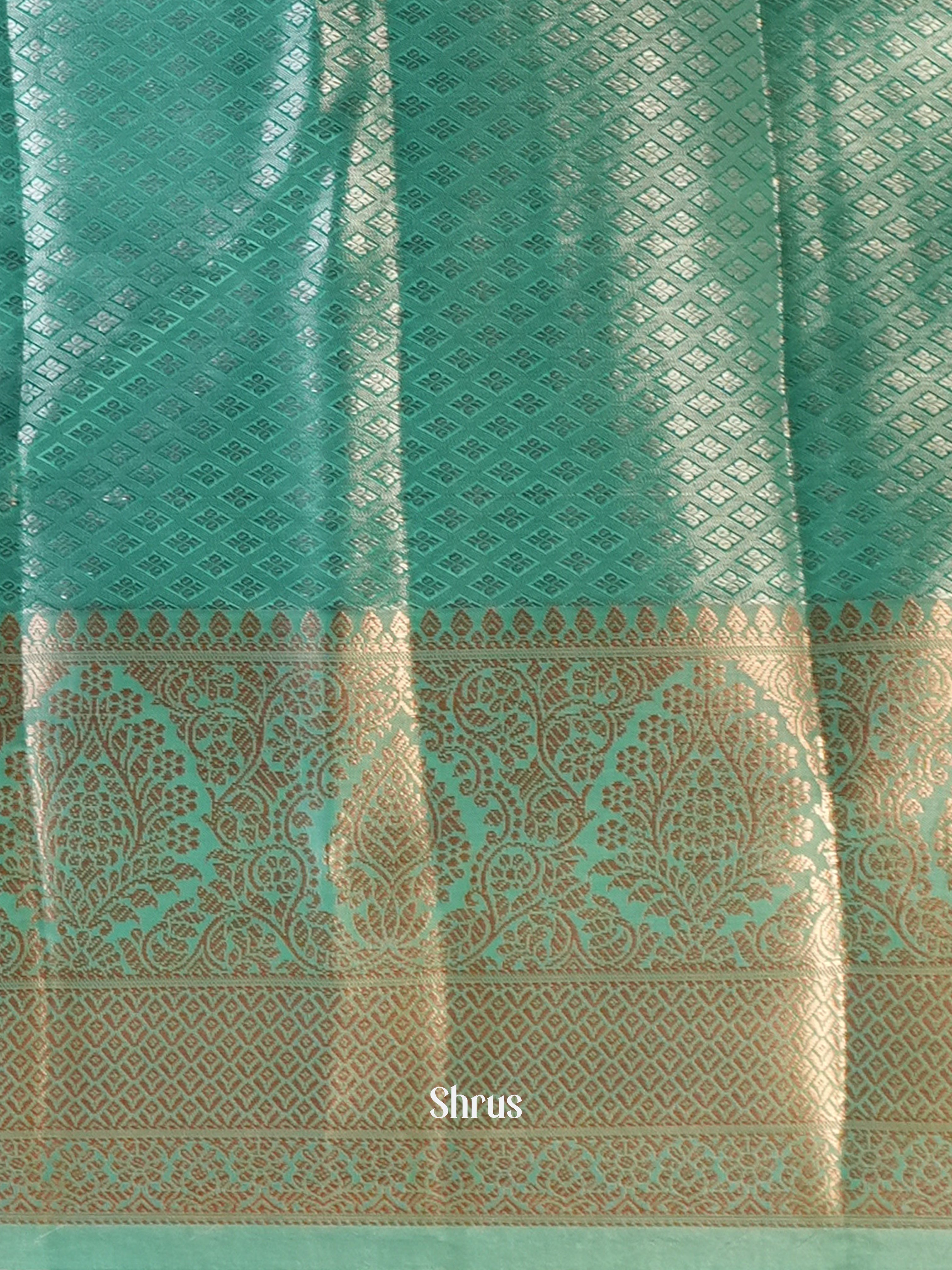 Purple & Teal - Kanchipuram-halfpure Saree