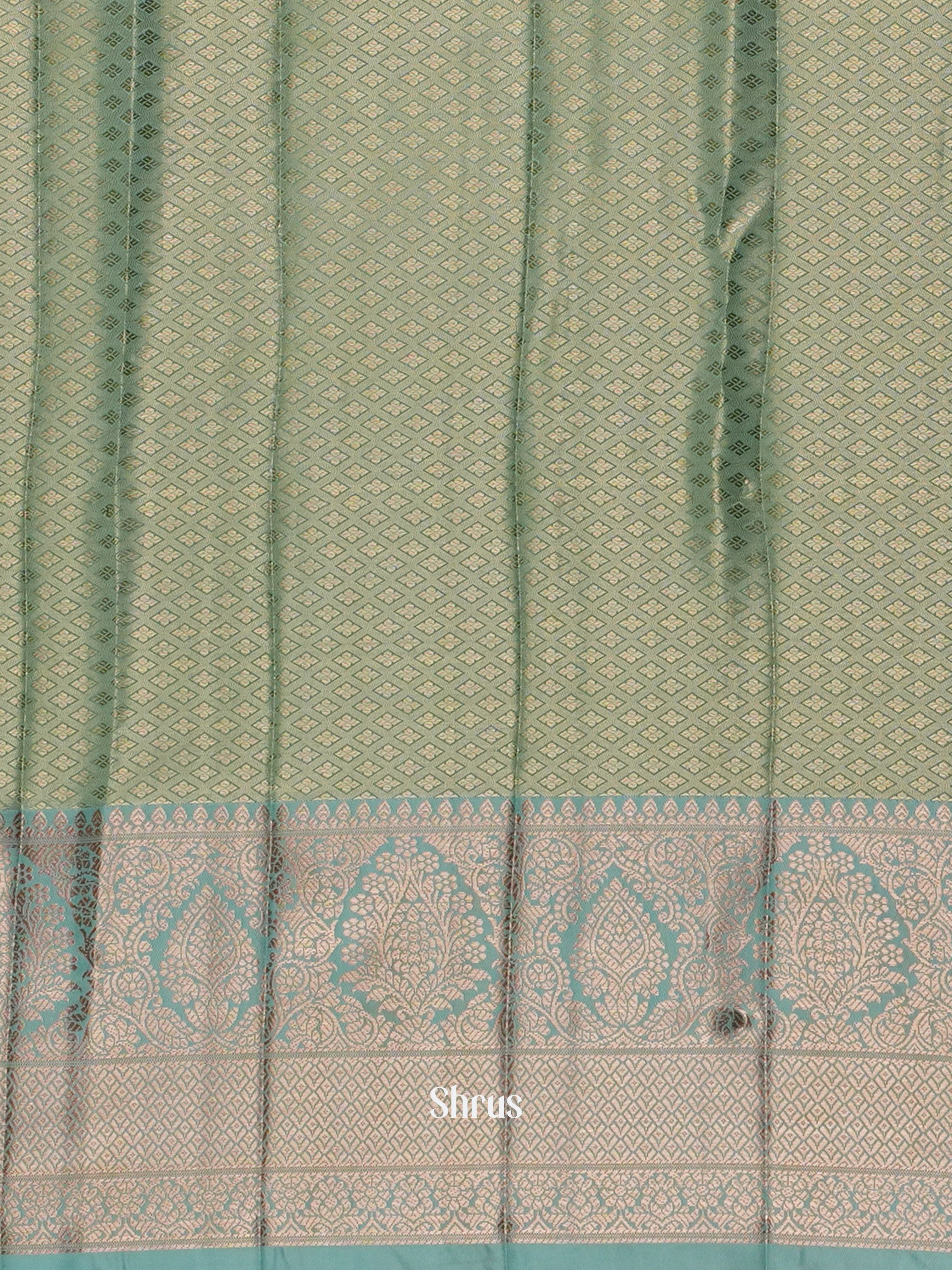 Copper & Green- Kanchipuram-halfpure Saree