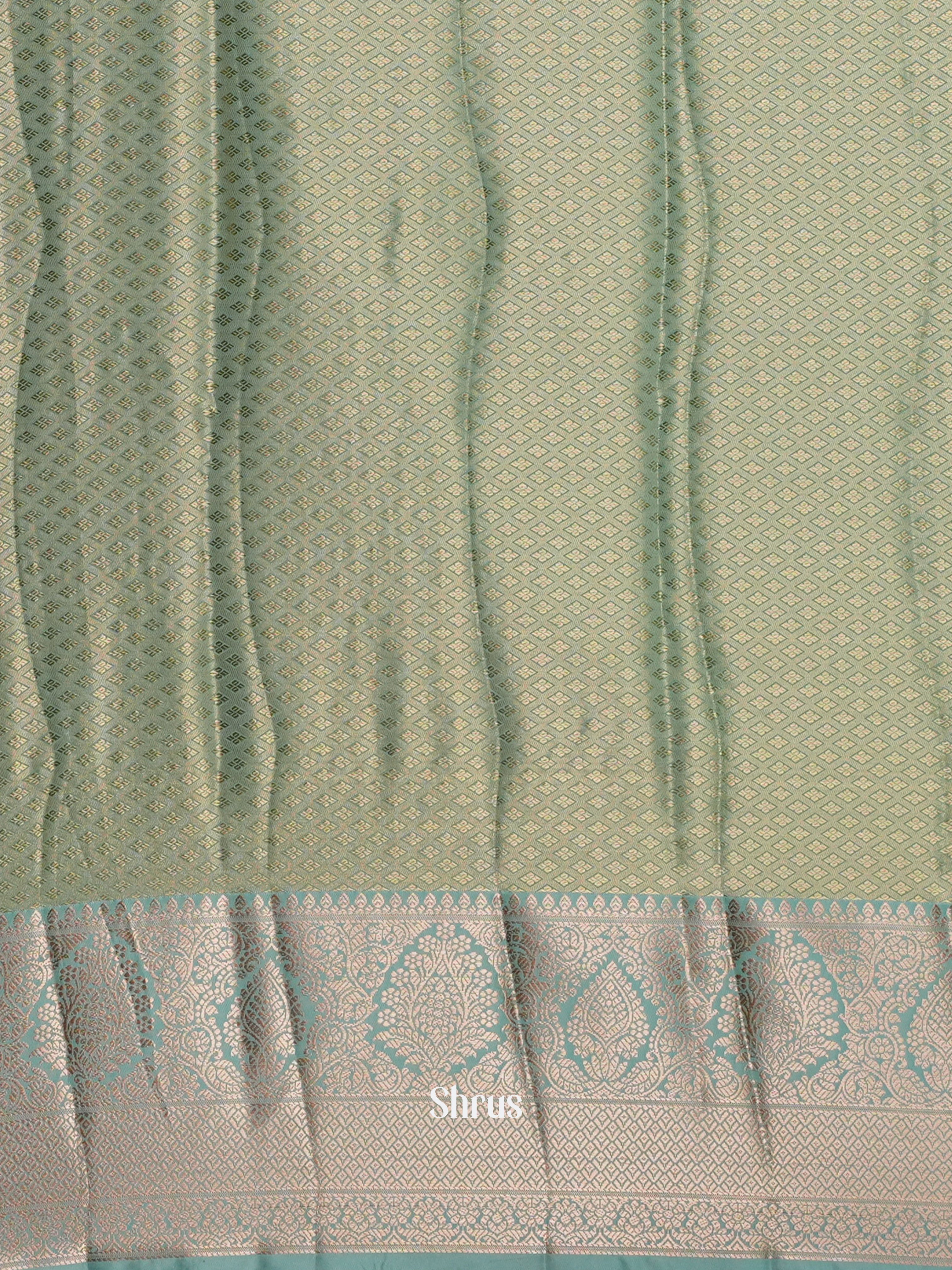 Peach & Green - Kanchipuram-halfpure Saree