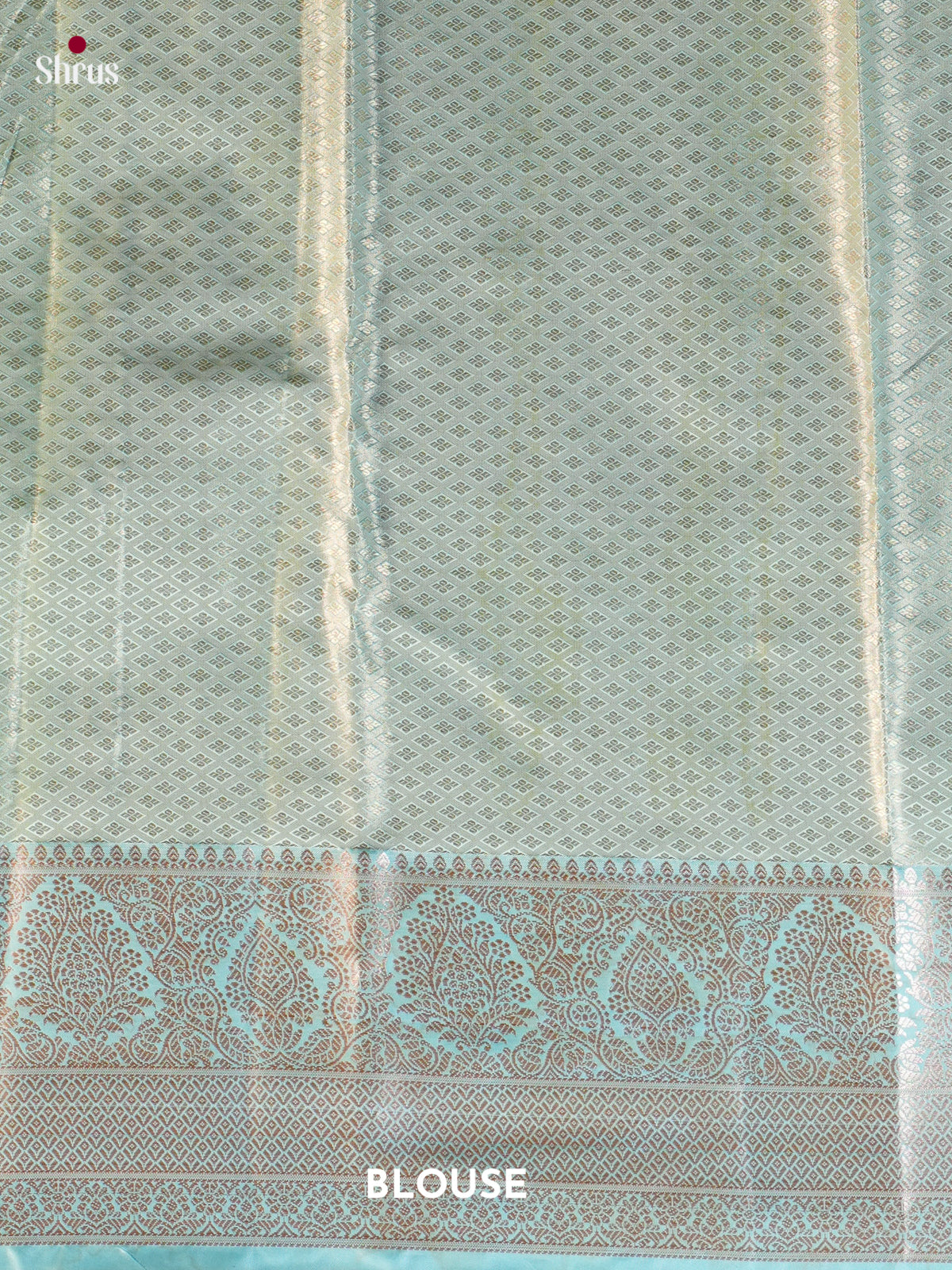 Peach & Blue- Kanchipuram-halfpure Saree