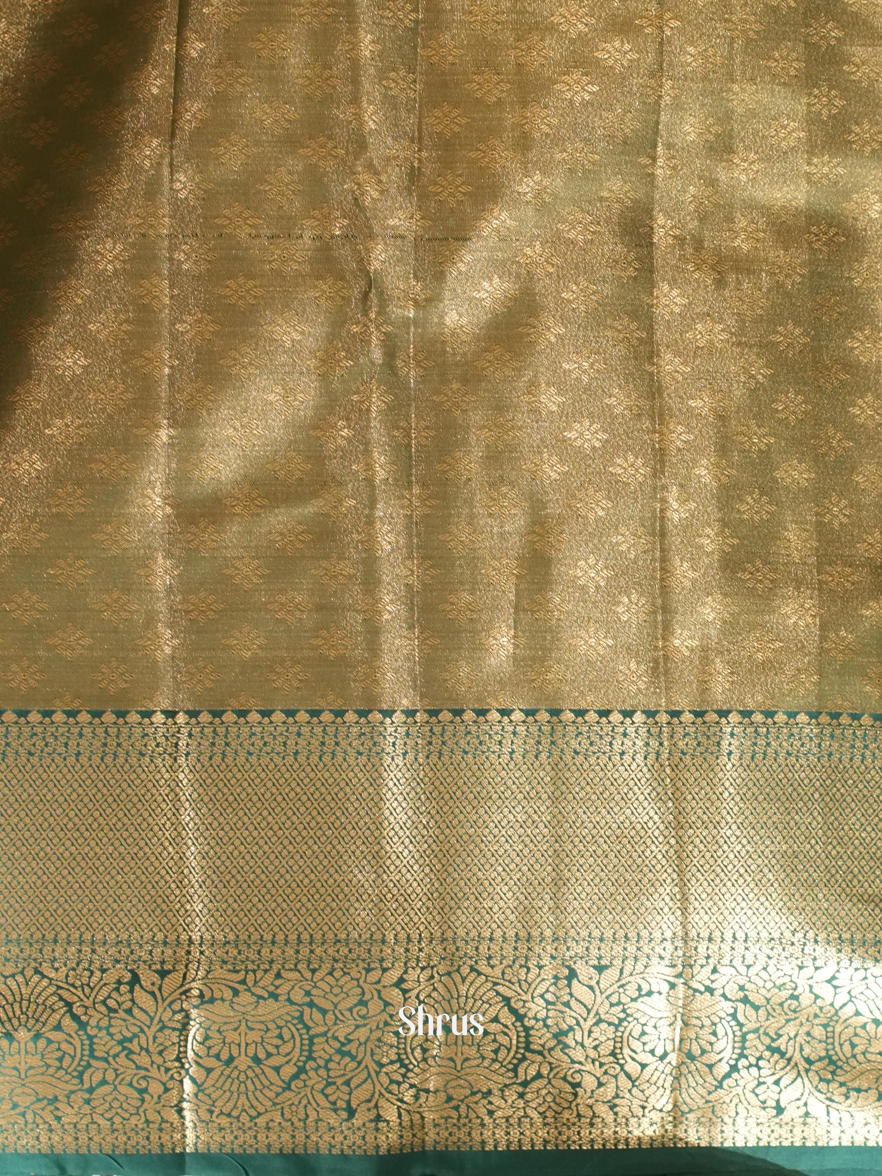 Mustard & Green - Kanchipuram-halfpure Saree