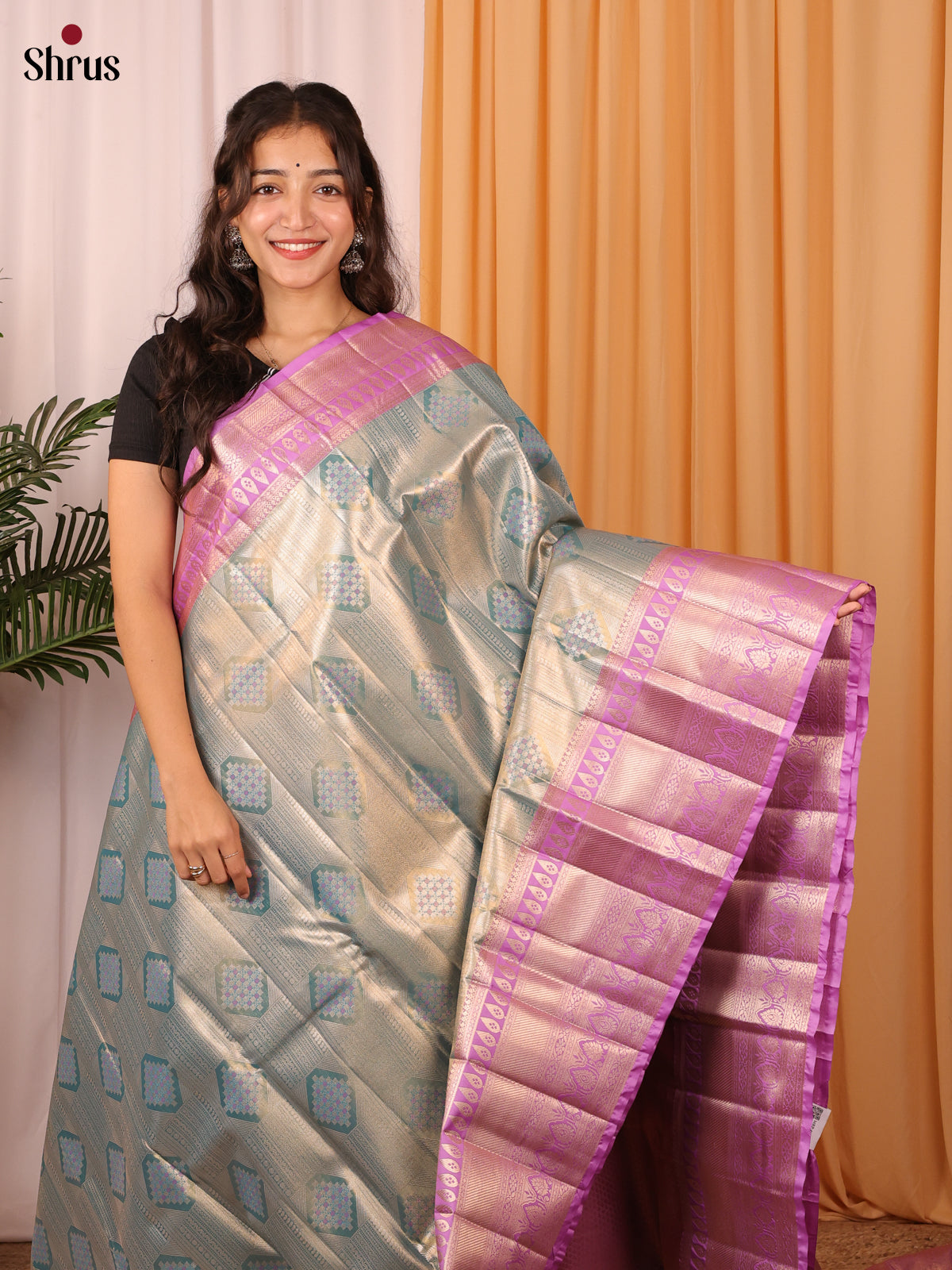 Blue & Pink - Kanchipuram-halfpure Saree