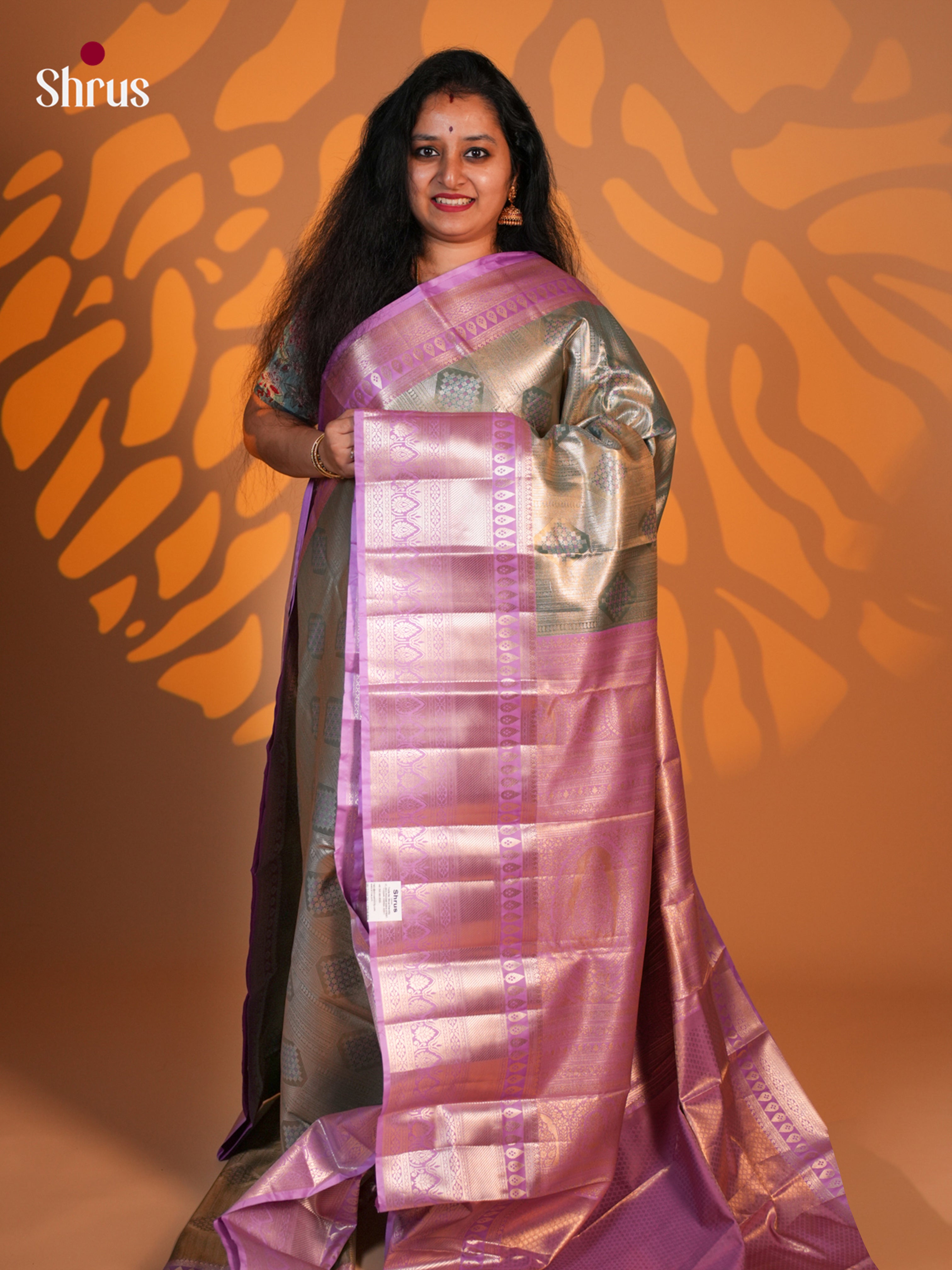 Green & Purple - Kanchipuram-halfpure Saree