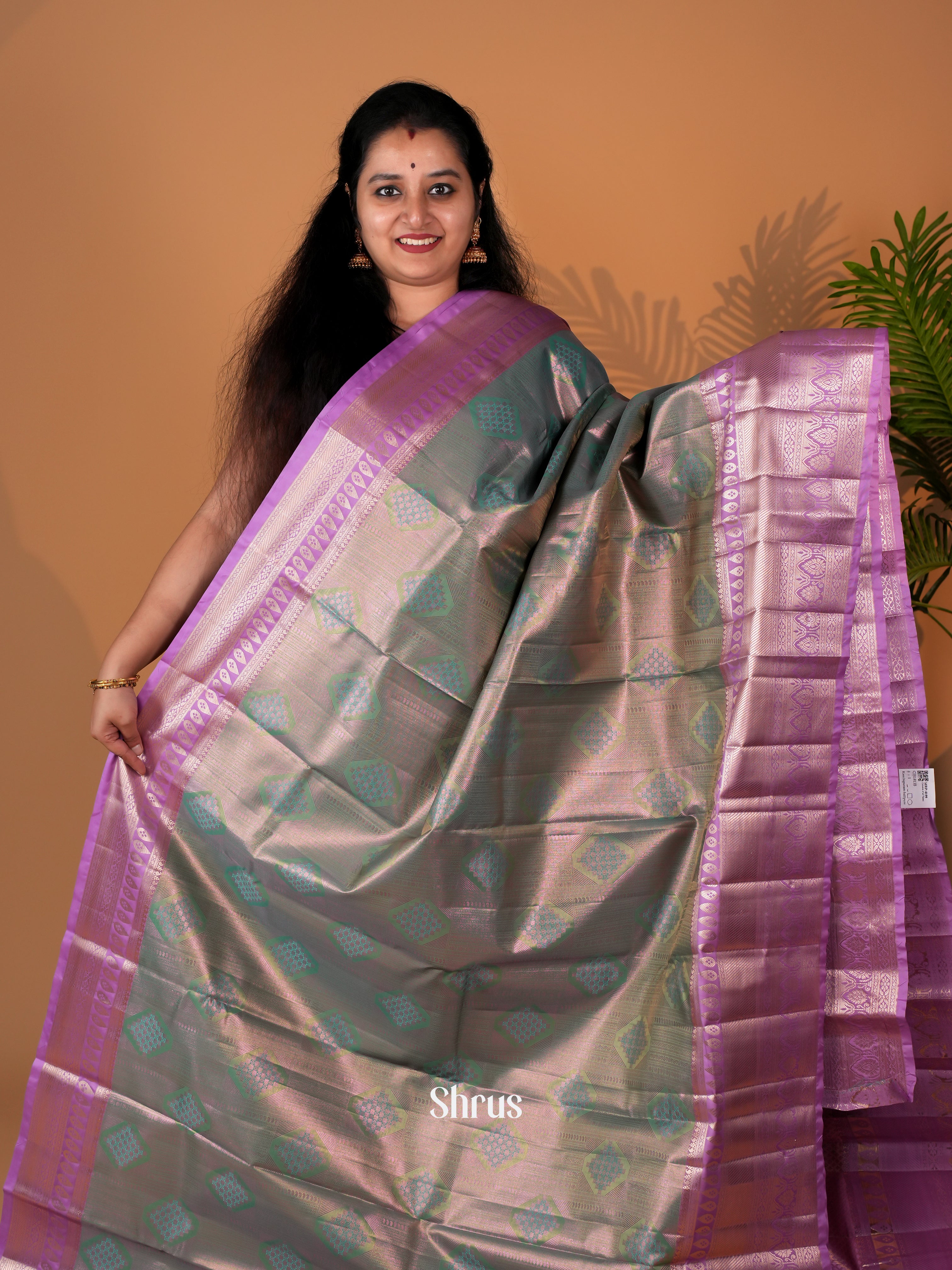 Green & Purple- Kanchipuram-halfpure Saree