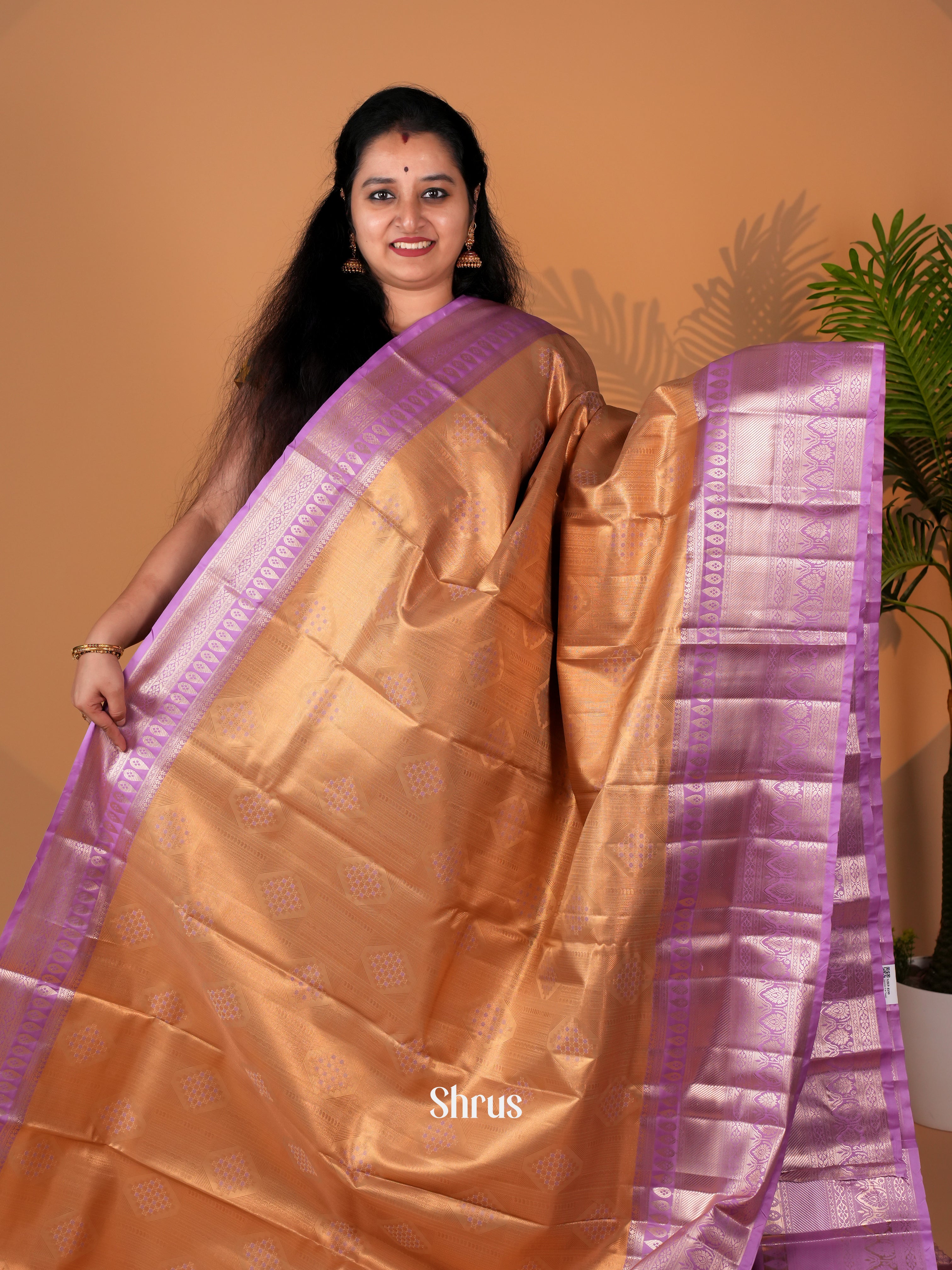 Copper & Purple - Kanchipuram-halfpure Saree