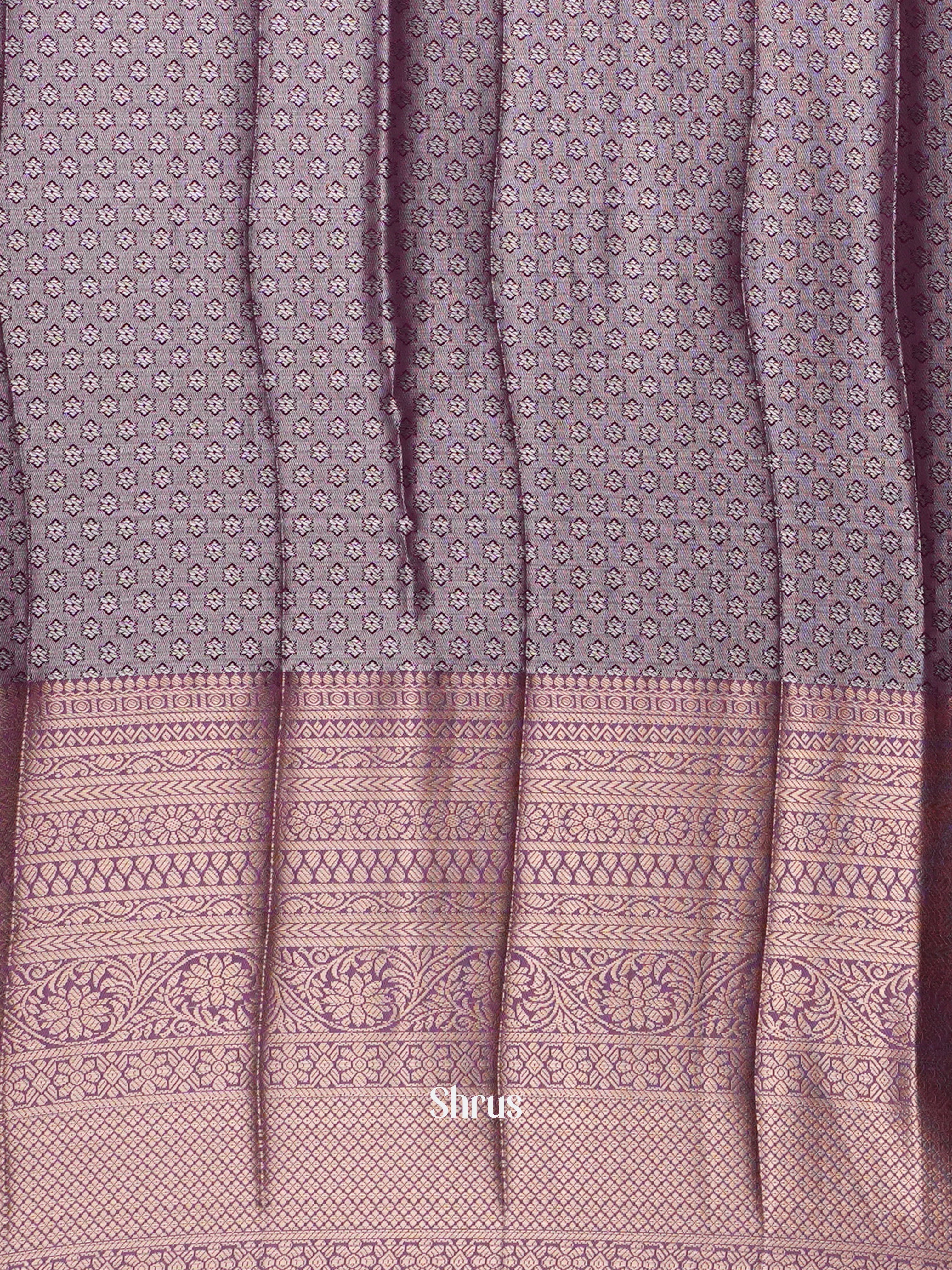 Grey & Purple - Kanchipuram-halfpure Saree