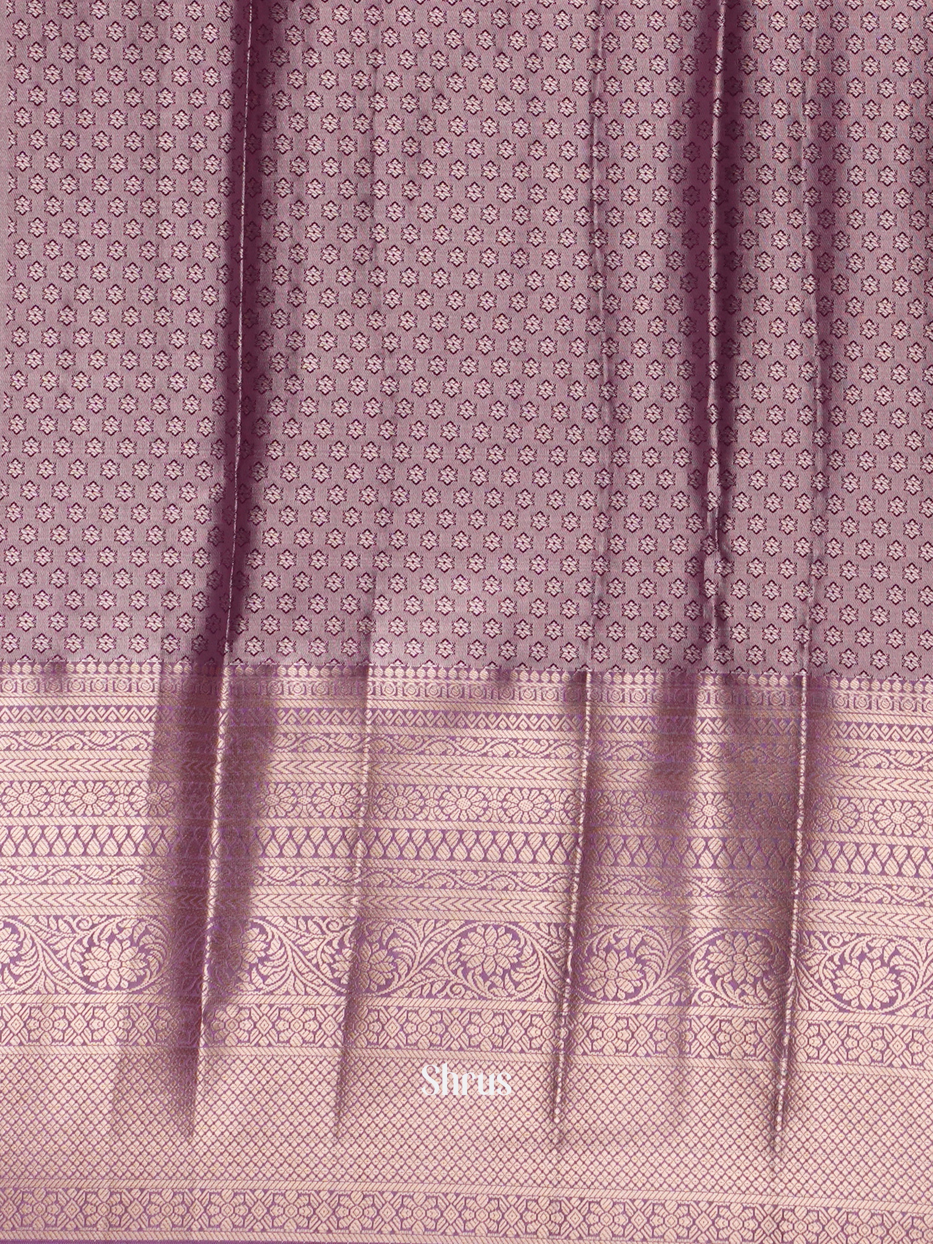 Dusty Brown & Purple - Kanchipuram-halfpure Saree