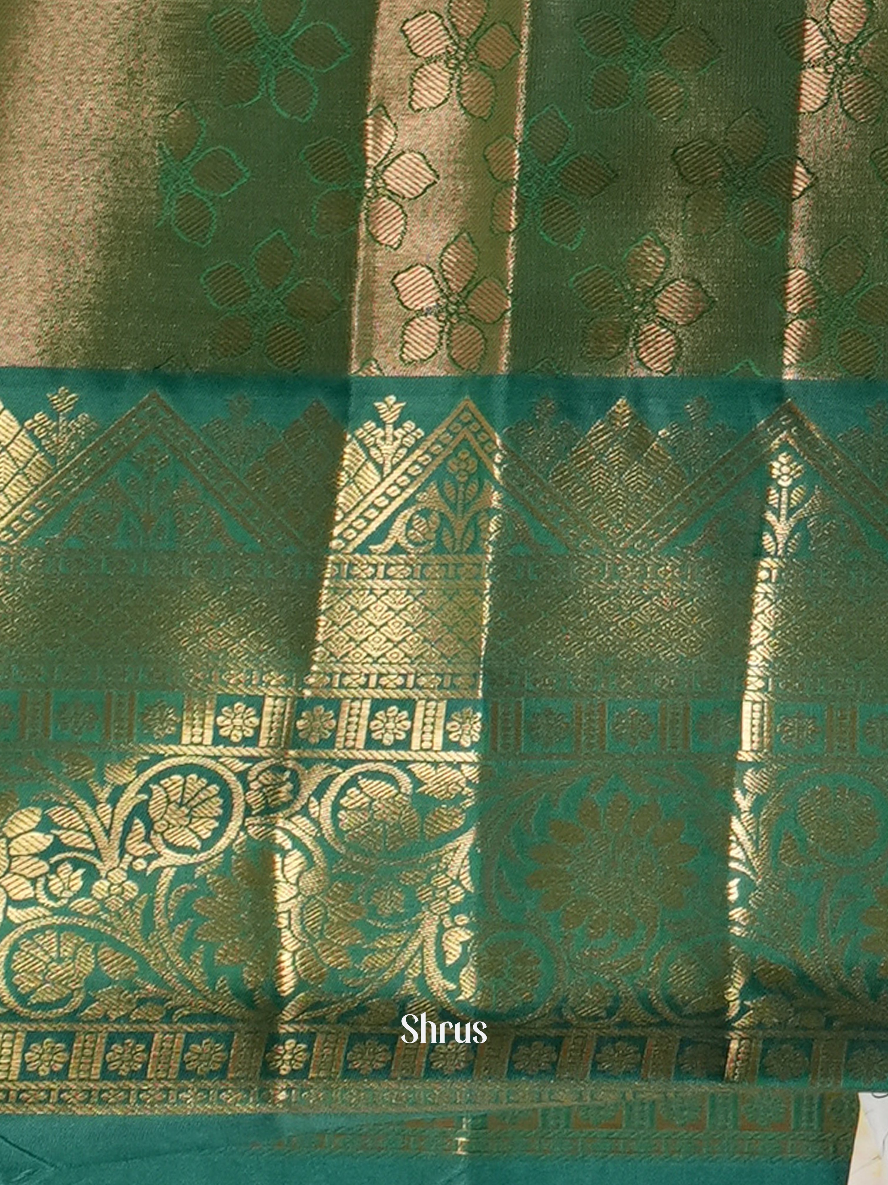 Grey & Green - Kanchipuram-halfpure Saree