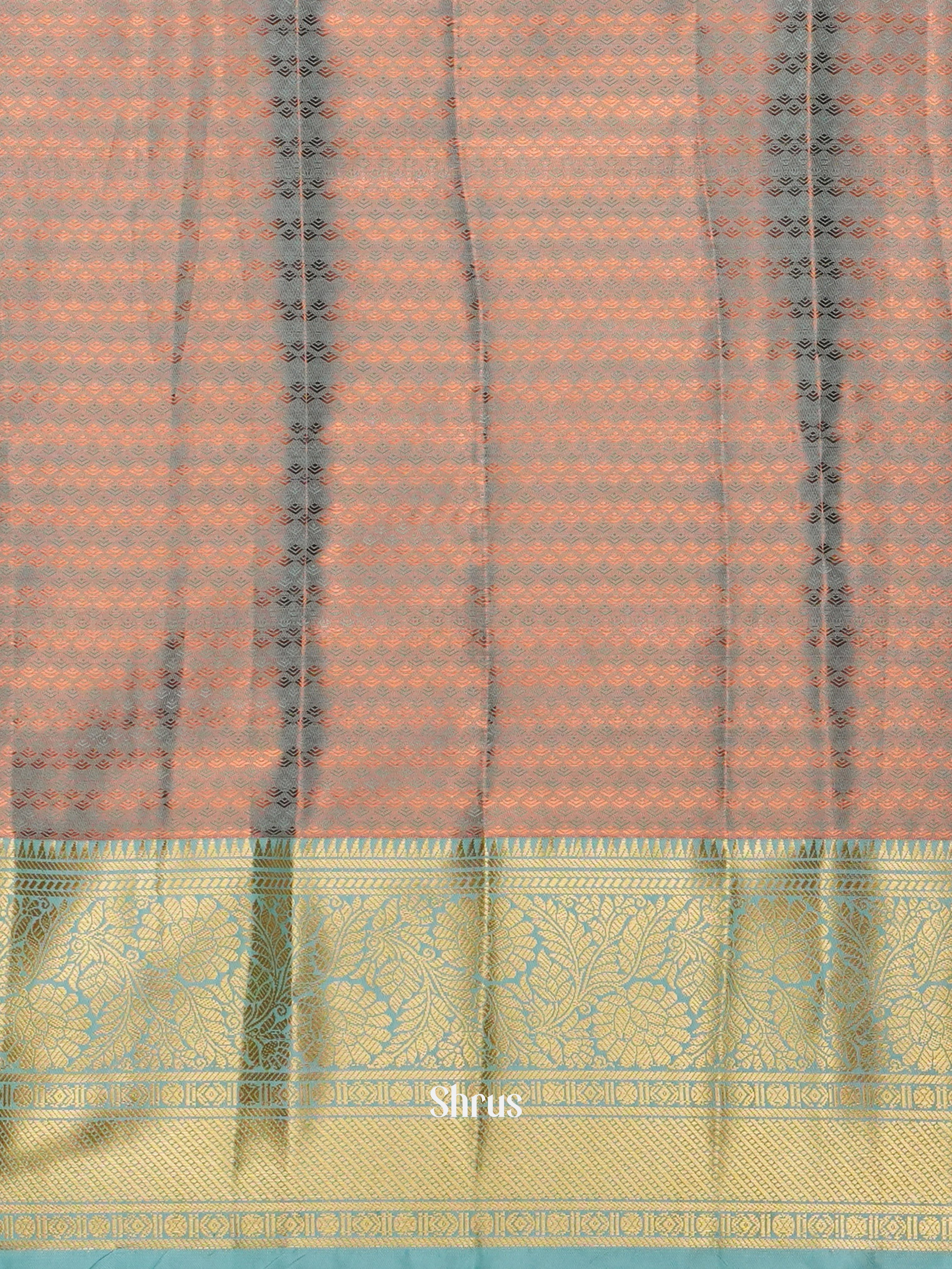 Rust & Blue - Kanchipuram-halfpure Saree