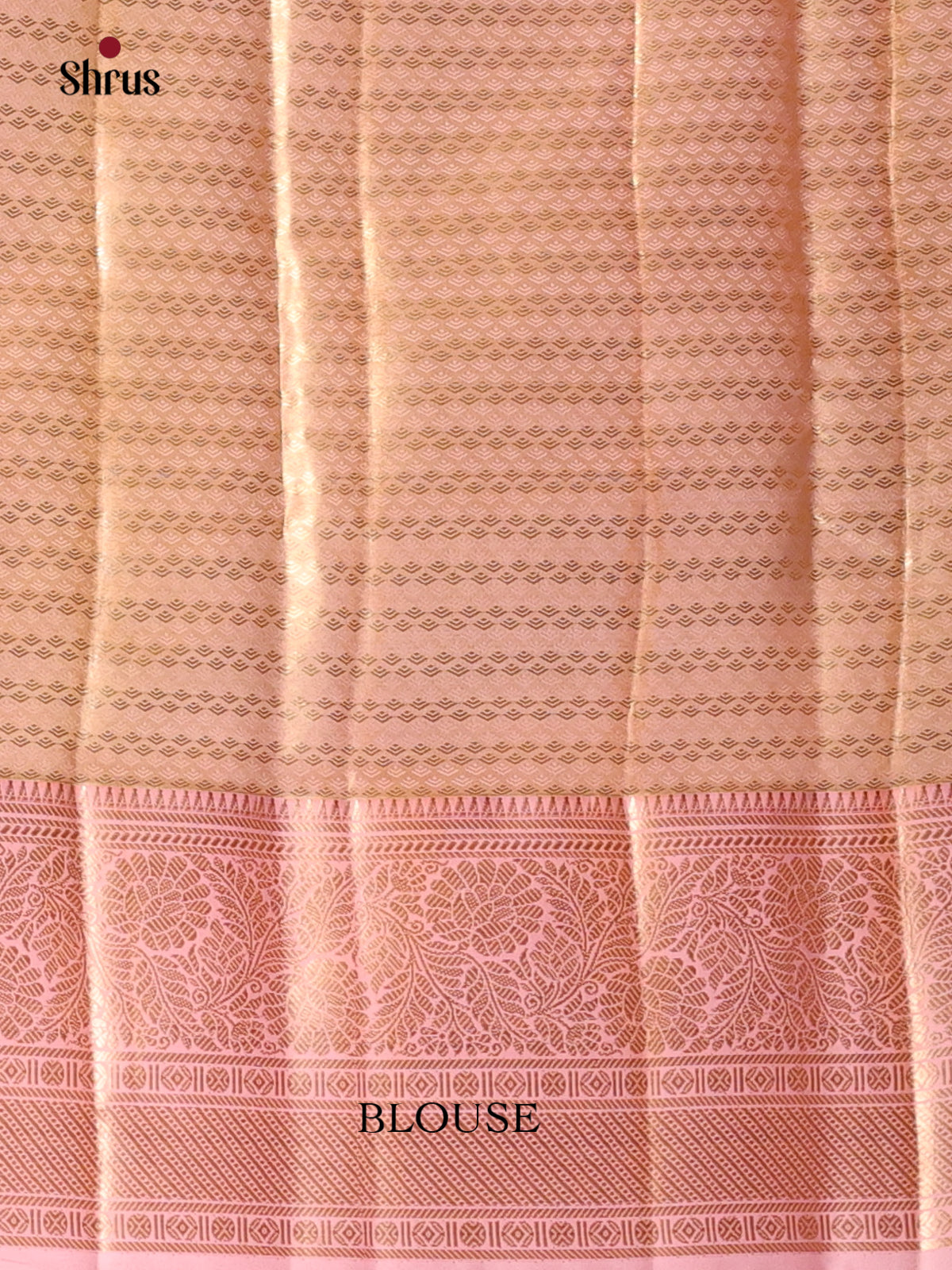 Beige & Pink - Kanchipuram-halfpure Saree