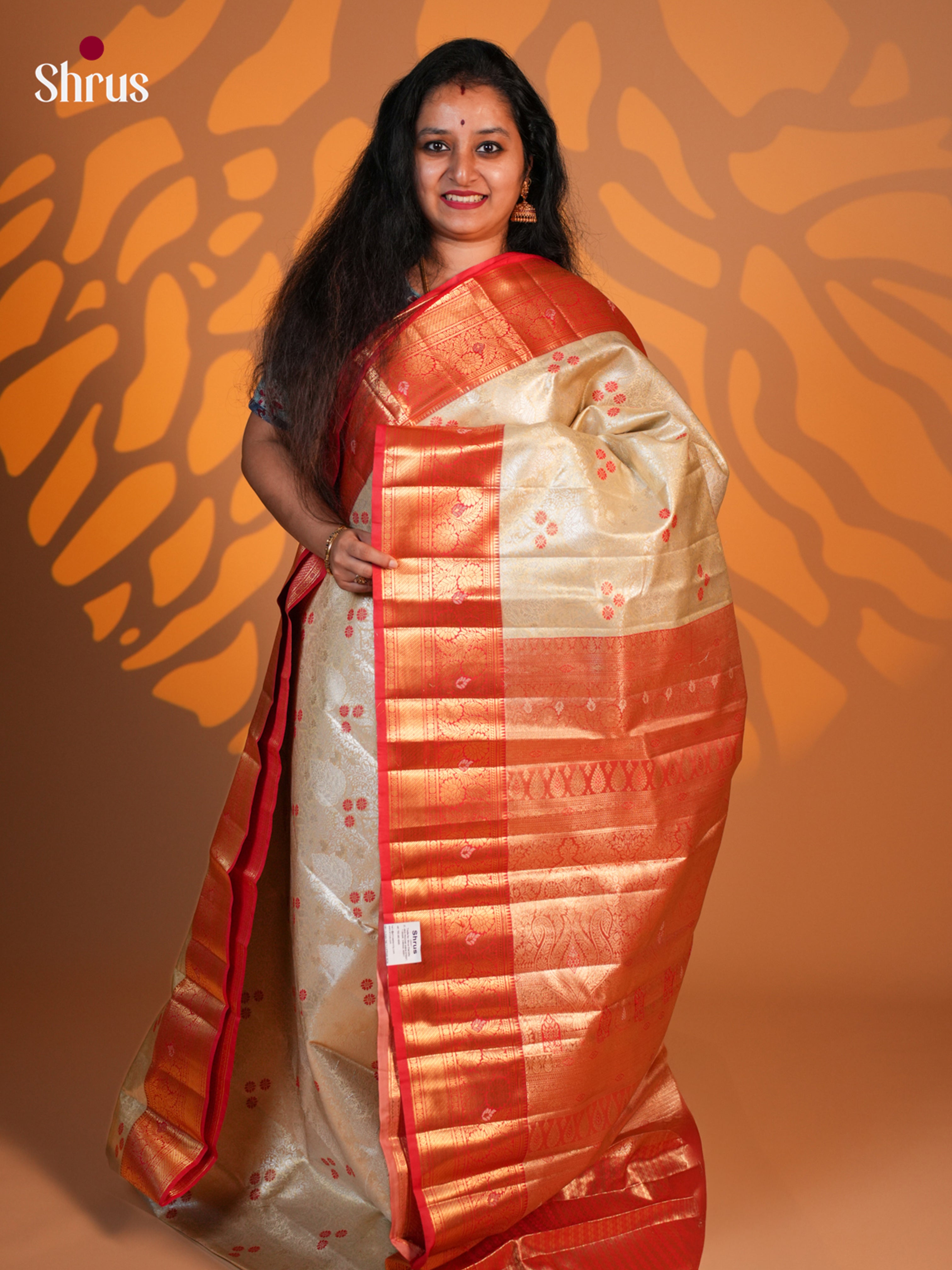 Green & Red- Kanchipuram-halfpure Saree