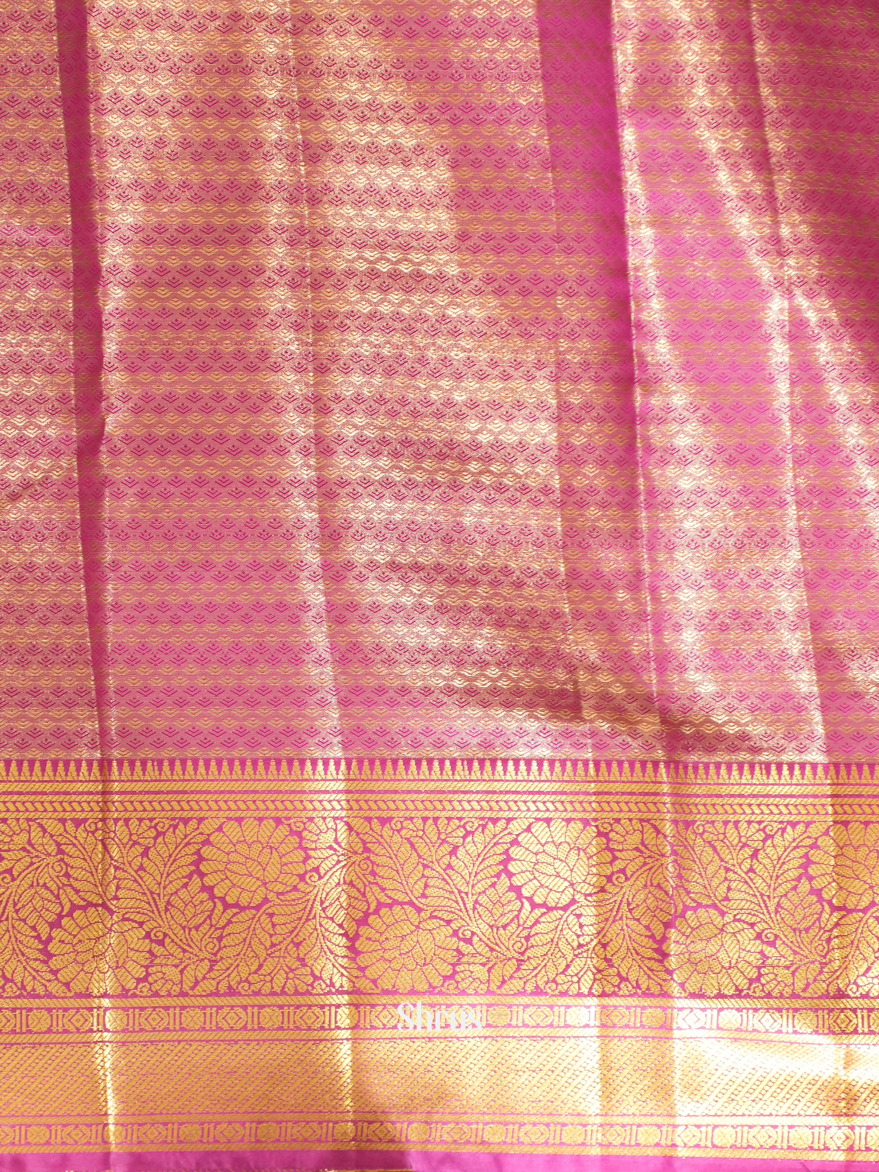 Teal  & Pink - Kanchipuram-halfpure Saree